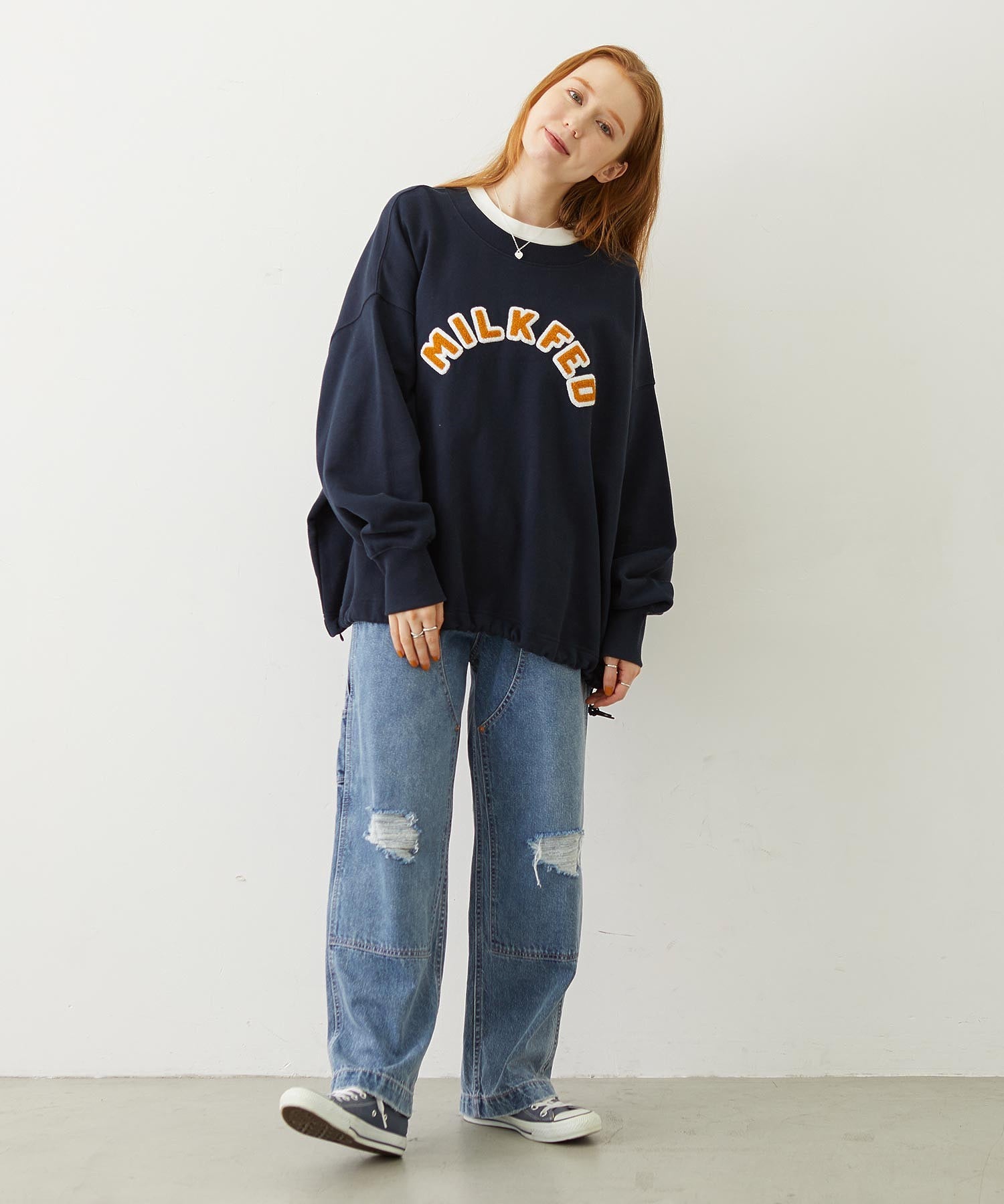 DOUBLE KNEE DISTRESSED DENIM PANTS