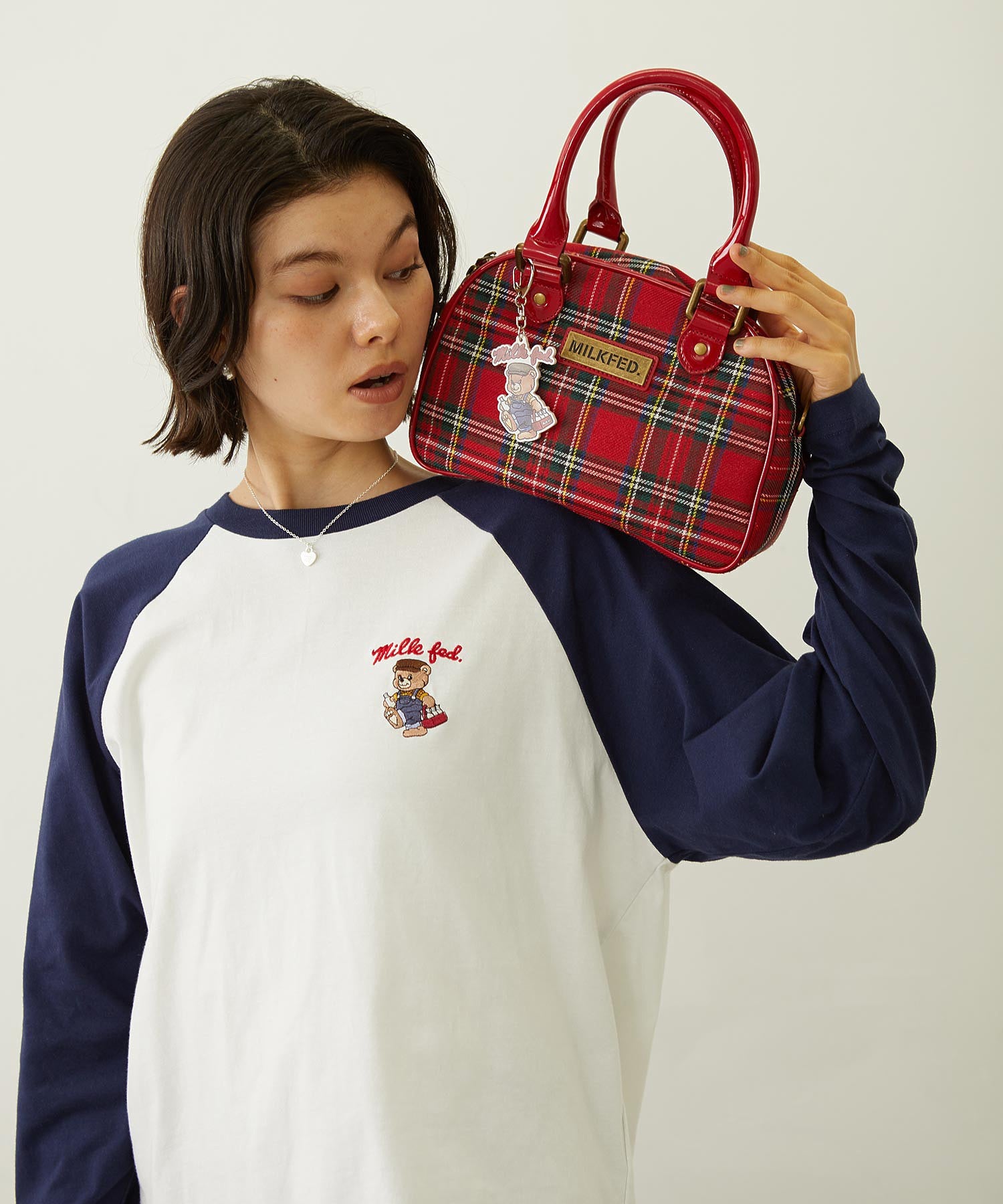 PLAID PATTERN BOSTON BAG