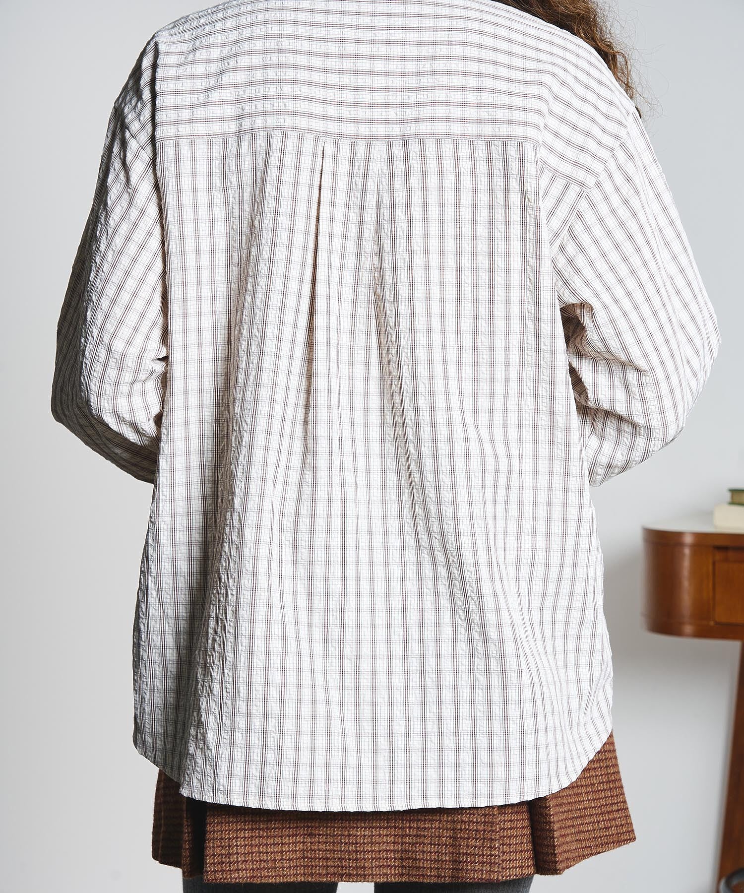 CHECK BOW TIE BLOUSE