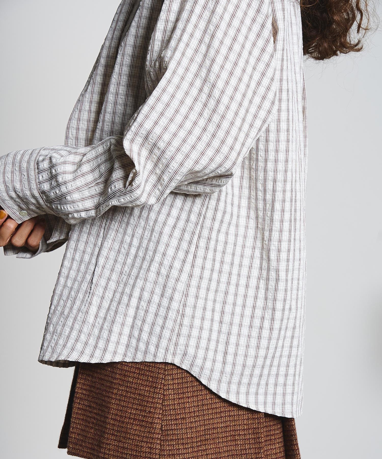 CHECK BOW TIE BLOUSE