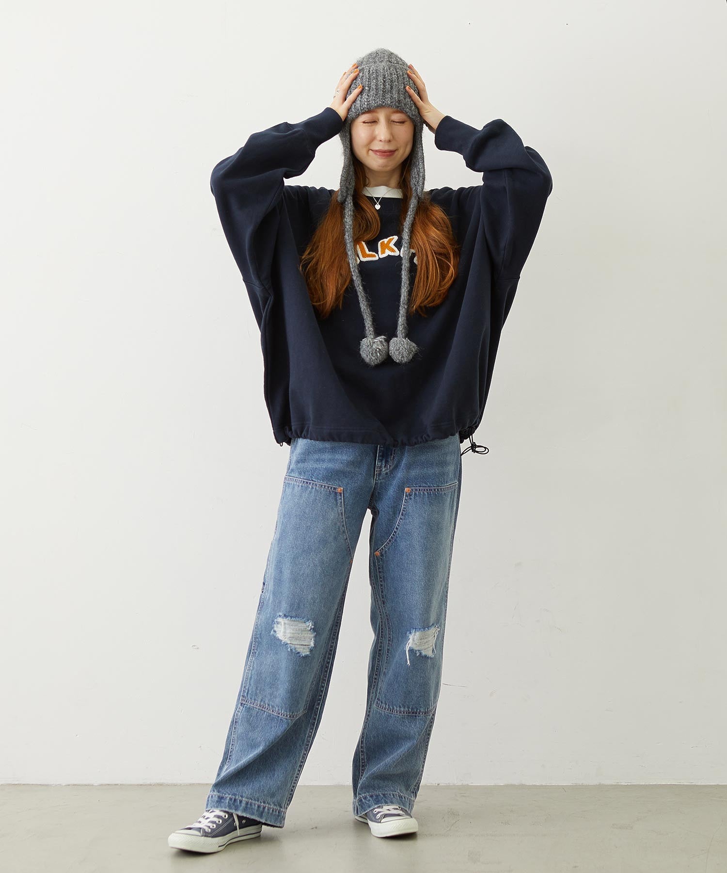 DOUBLE KNEE DISTRESSED DENIM PANTS