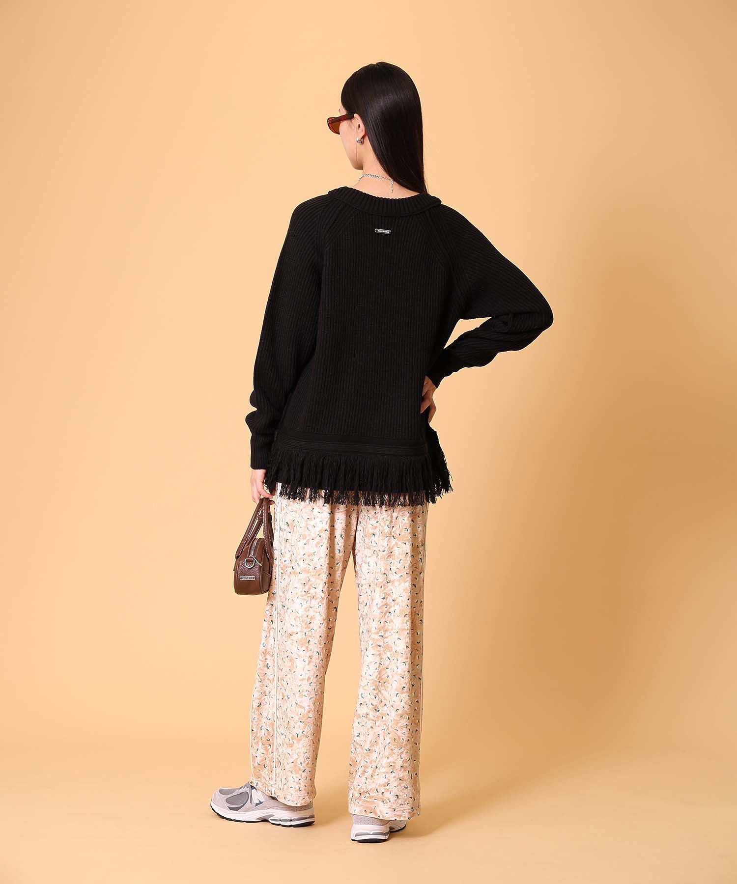 オーバーサイズフリンジニットプルオーバー