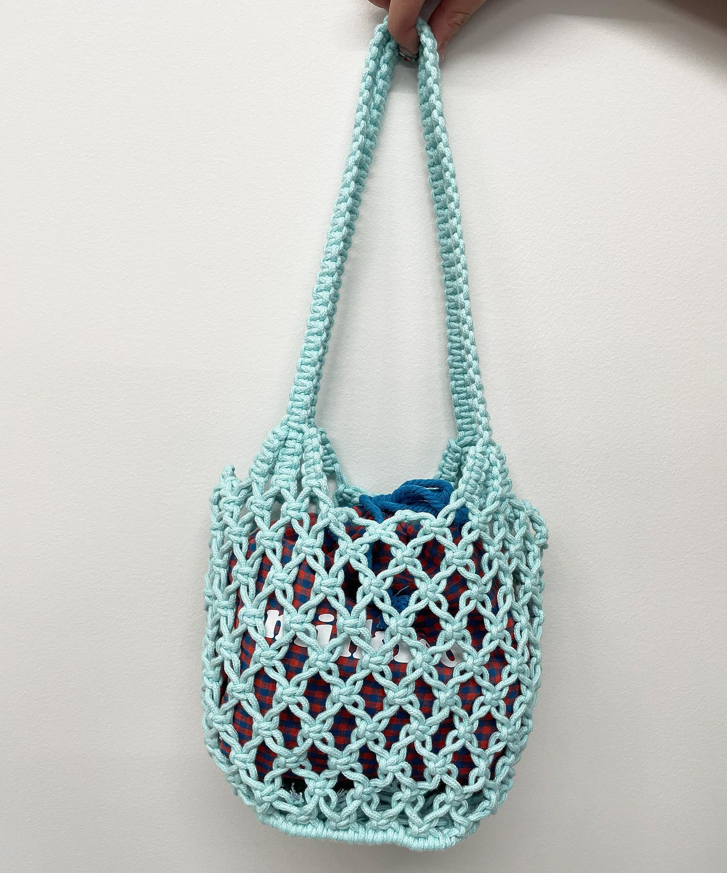 KNITTED GINGHAM BAG
