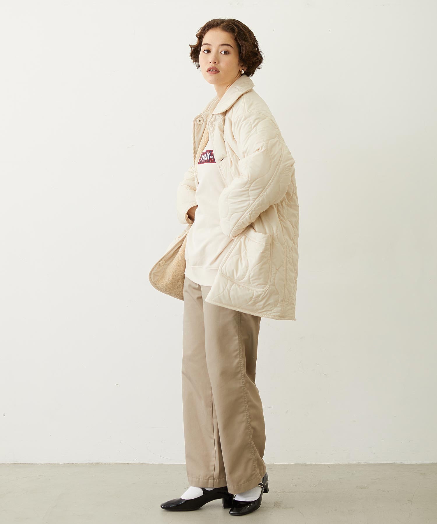 REVERSIBLE QUILTED LOGO LONG COAT