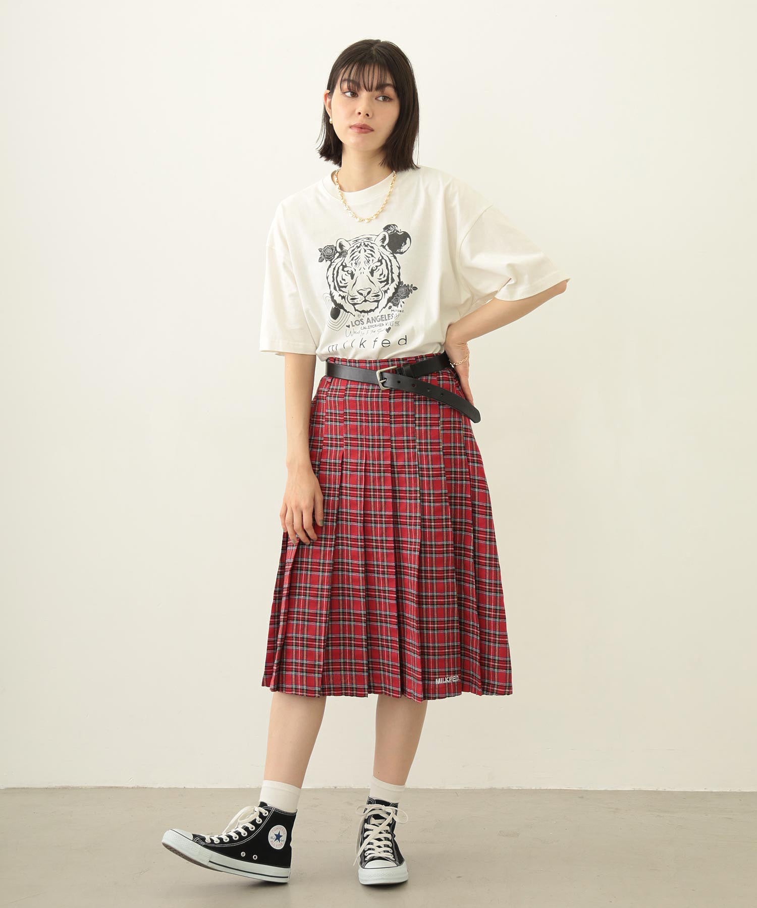 PLEATED PLAID SKIRT