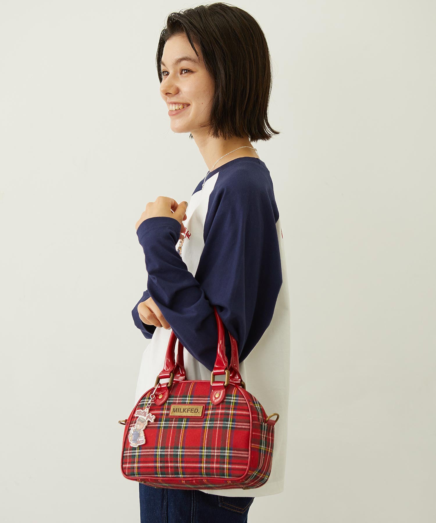 PLAID PATTERN BOSTON BAG