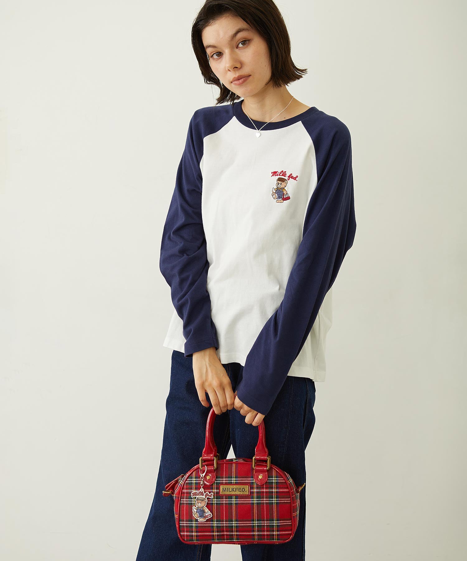 PLAID PATTERN BOSTON BAG