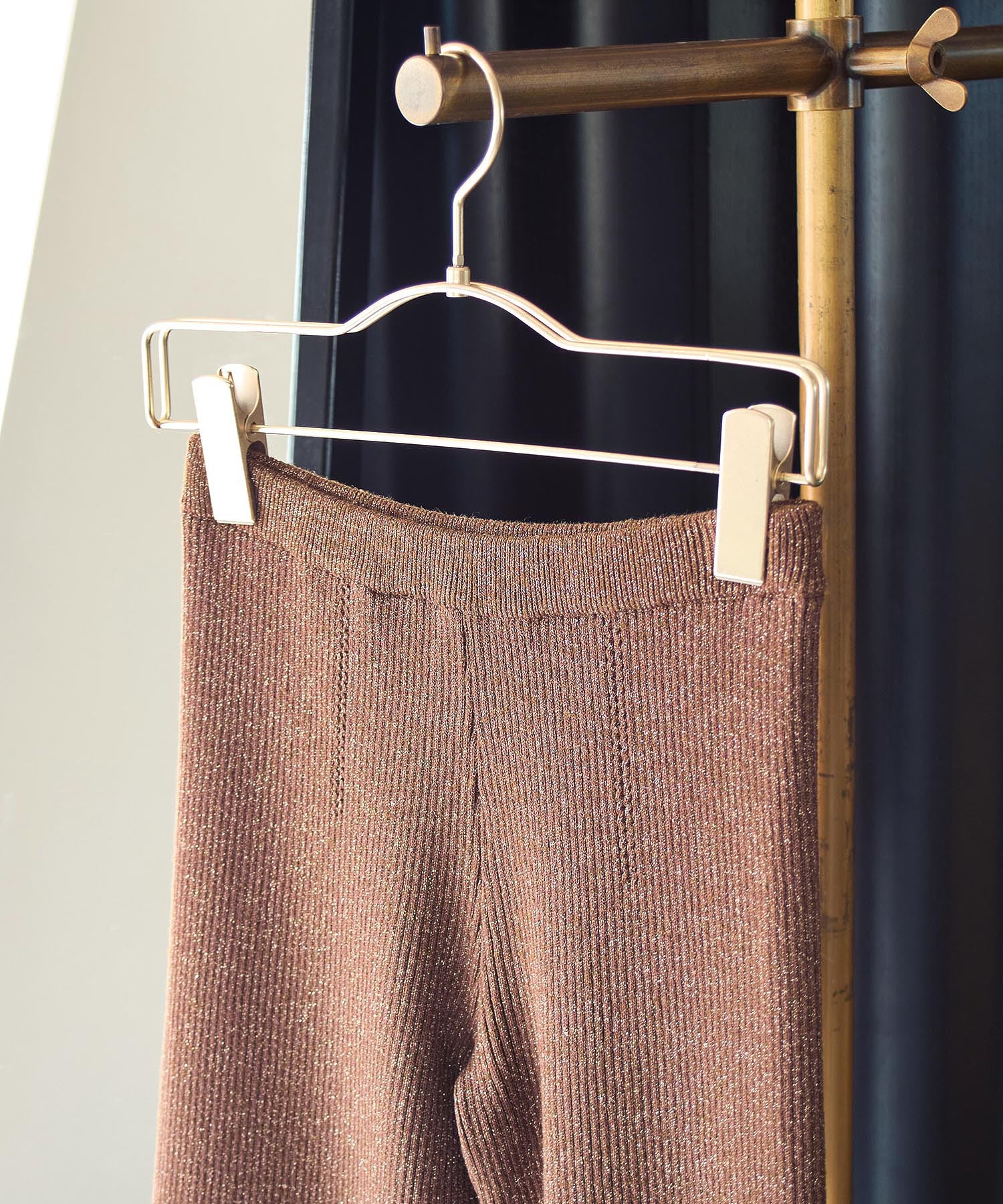 CREOLME/LAME KNIT HALF PANTS