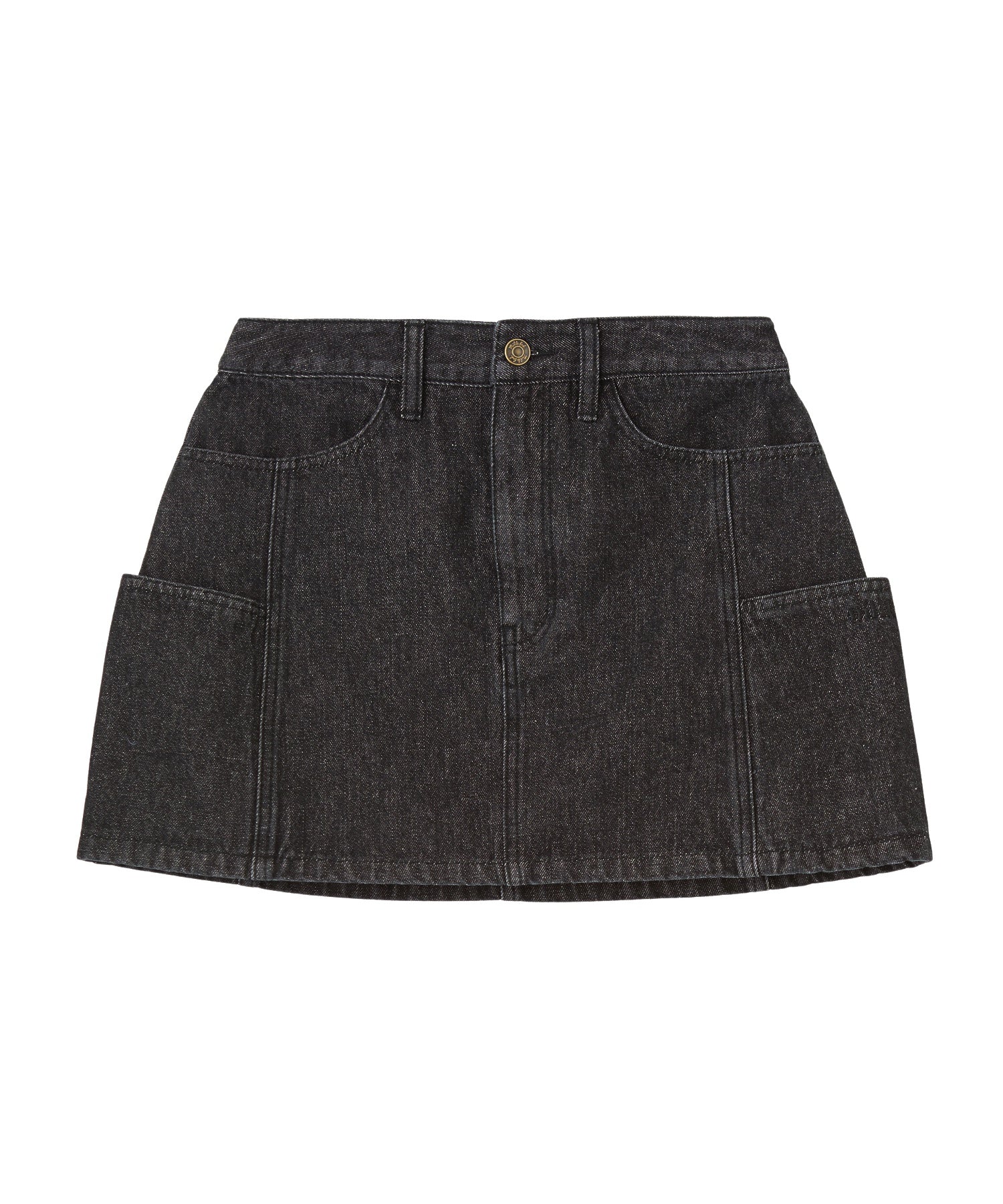 PANELED POCKET DENIM MINI SKIRT