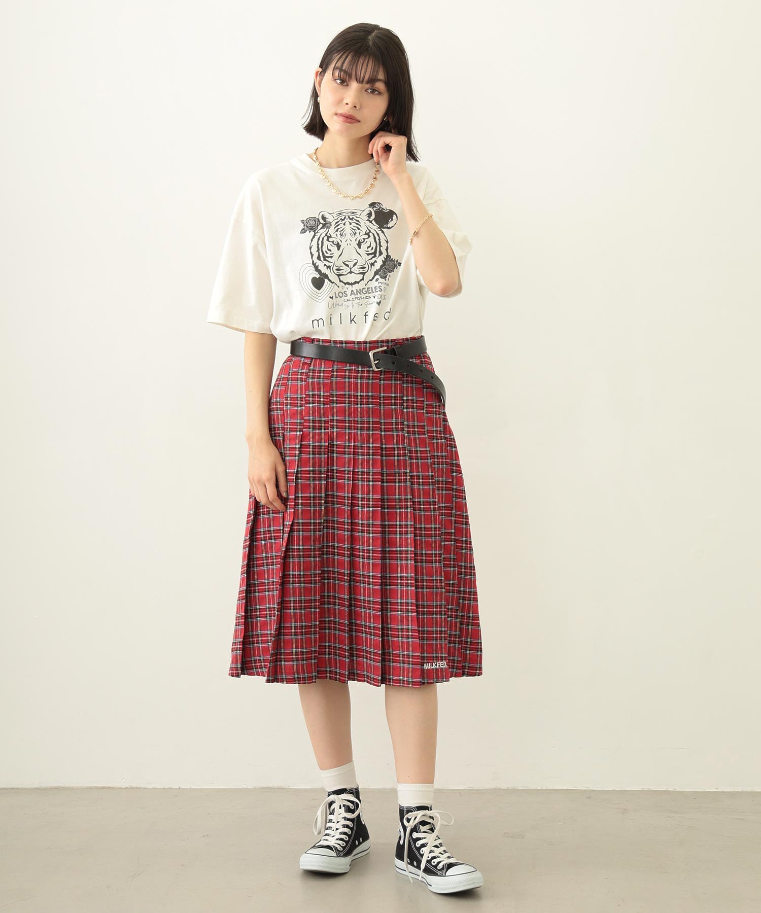 PLEATED PLAID SKIRT