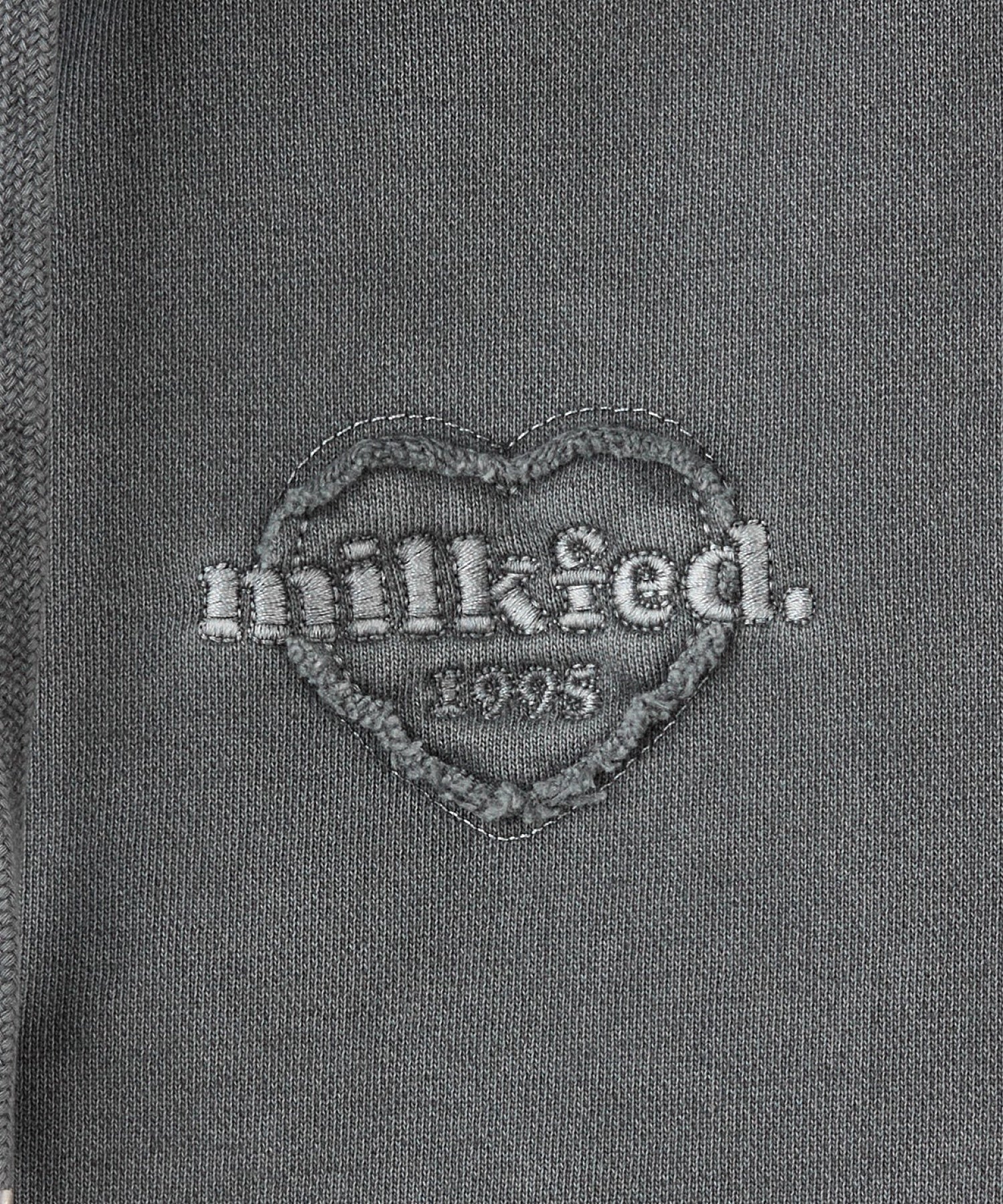 HEART MOTIF FADED CROPPED ZIP UP HOODIE