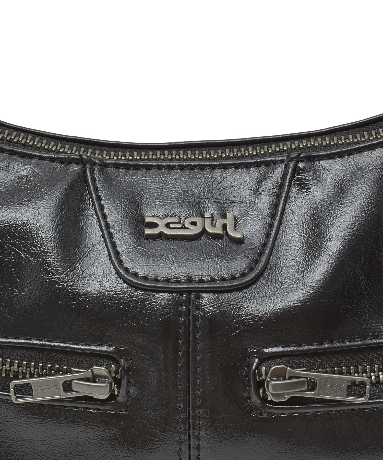 DOUBLE ZIP FAUX LEATHER BAG