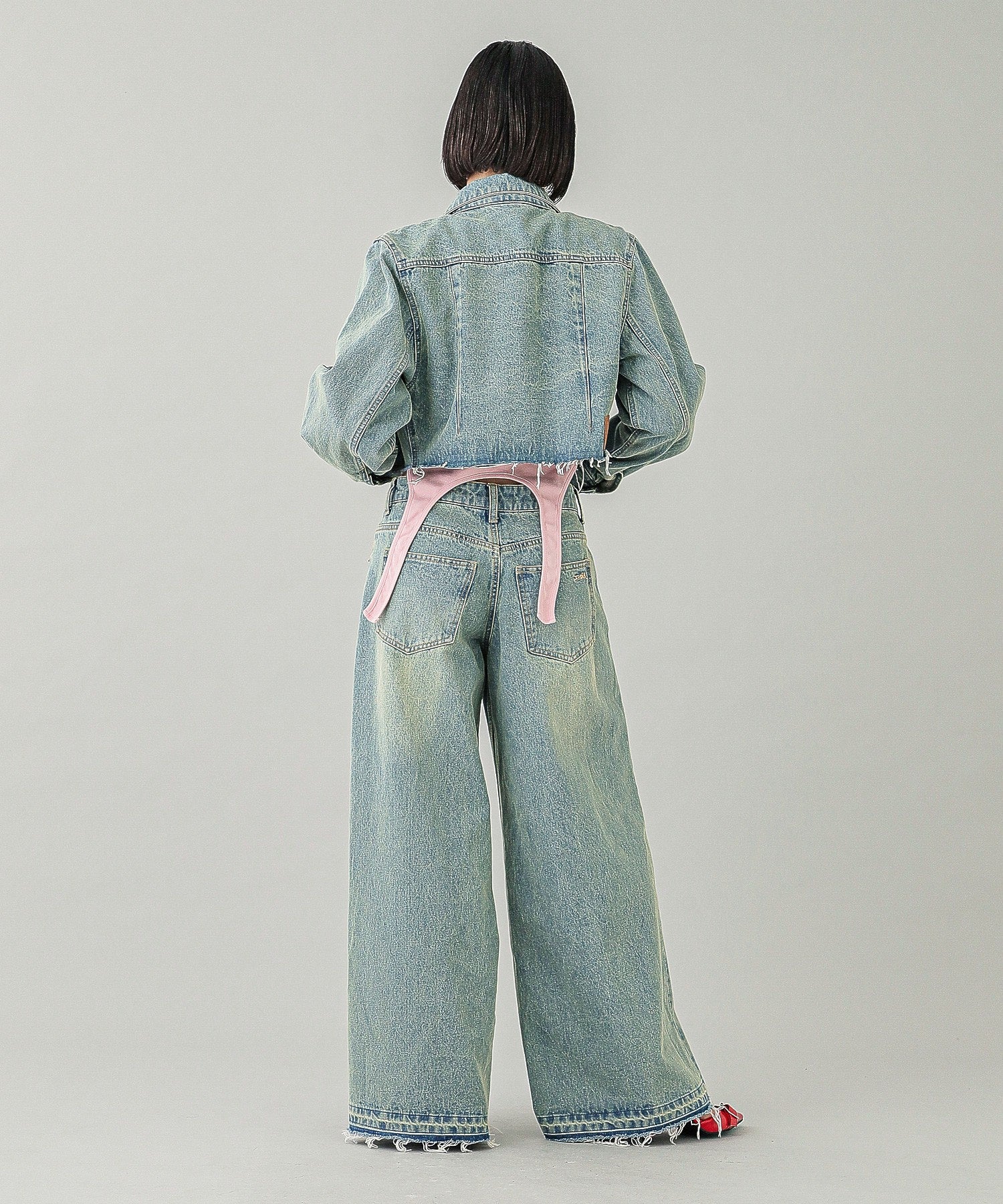 LOW RISE OVERDYED DENIM PANTS