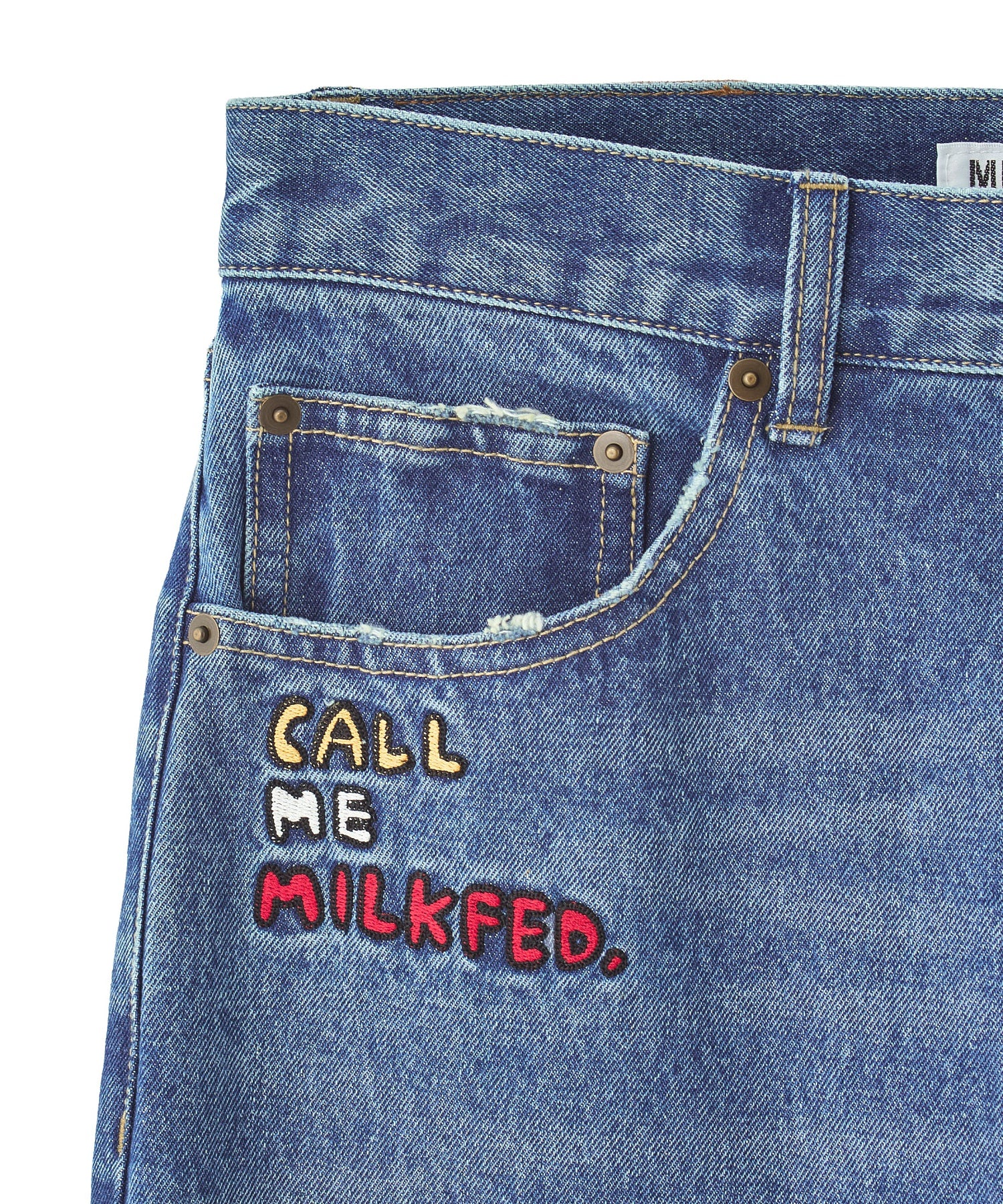 DOODLE EMBROIDERED DENIM PANTS