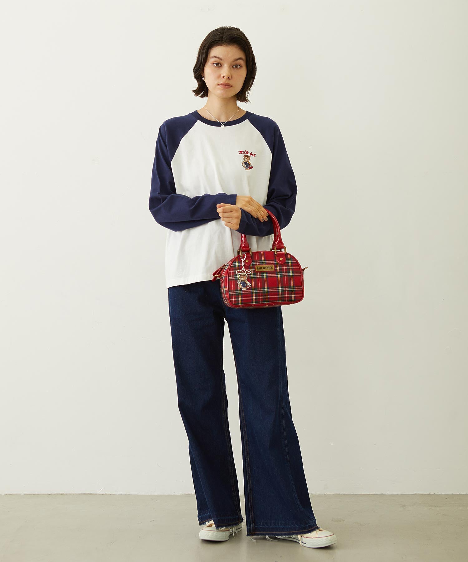 PLAID PATTERN BOSTON BAG