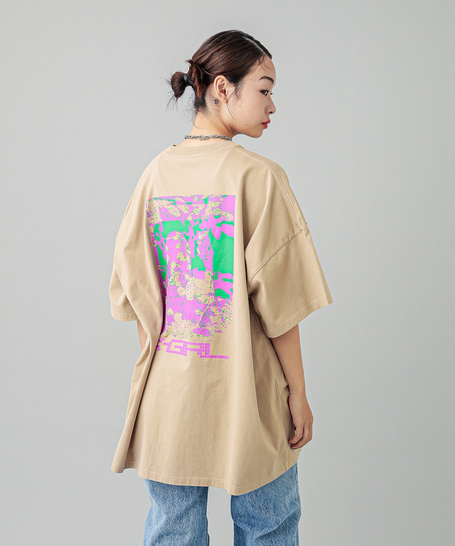 FAINT PRINTED S/S TEE DRESS