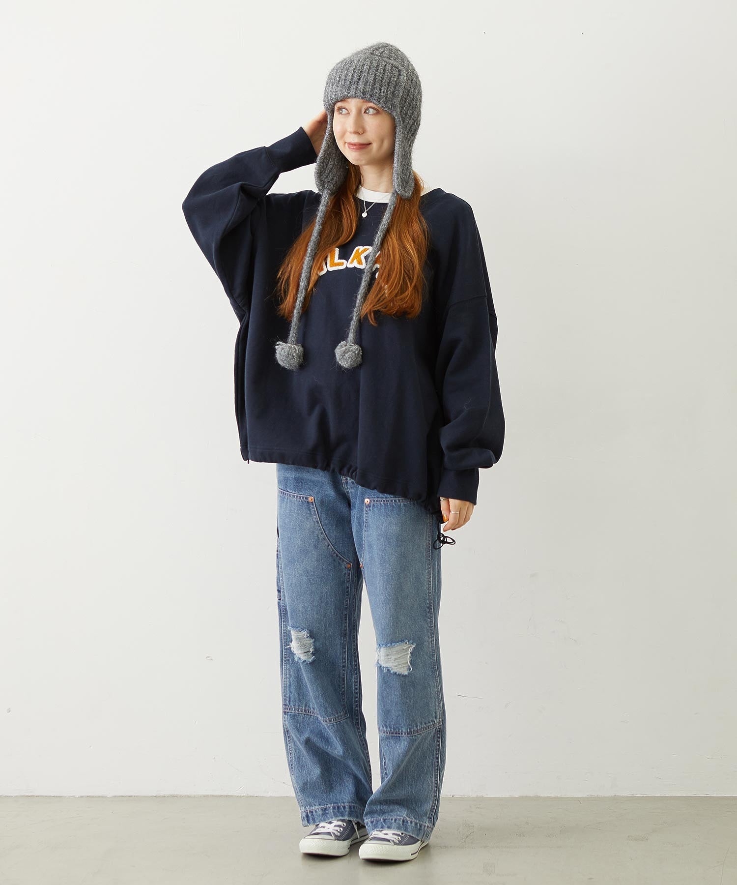 DOUBLE KNEE DISTRESSED DENIM PANTS
