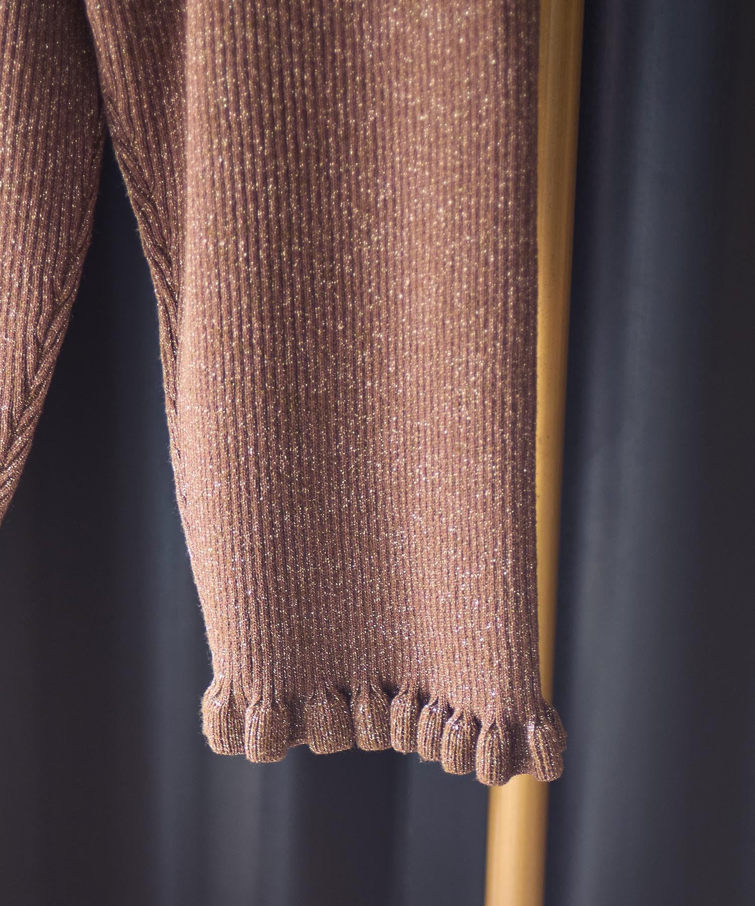 CREOLME/LAME KNIT HALF PANTS