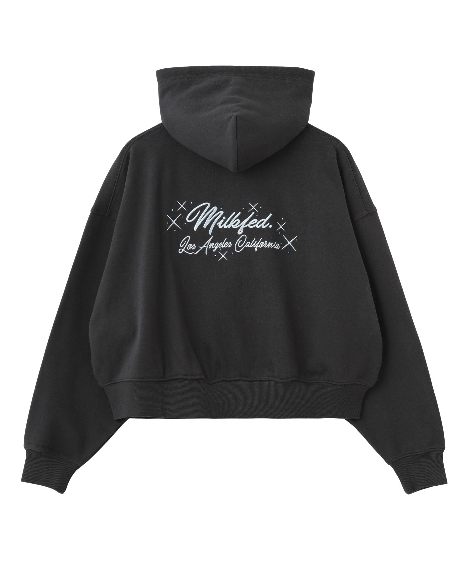RHINESTONE LOGO SHORT ZIP UP HOODIE