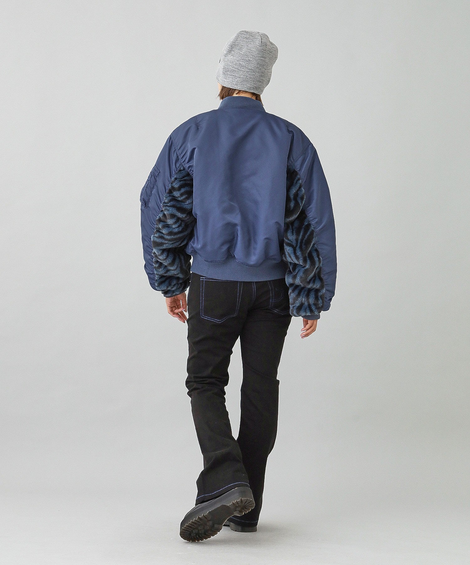 PANELED FUR REVERSIBLE MA-1 JACKET