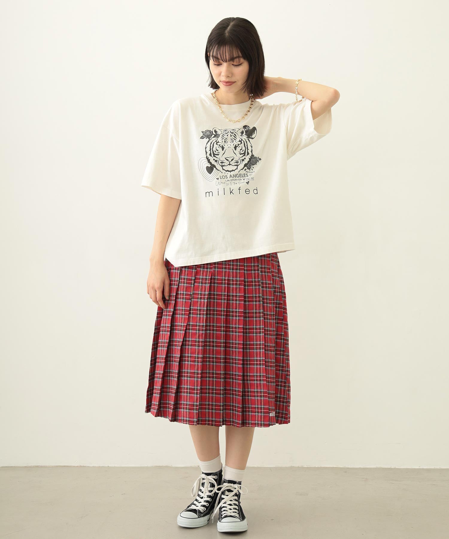 PLEATED PLAID SKIRT