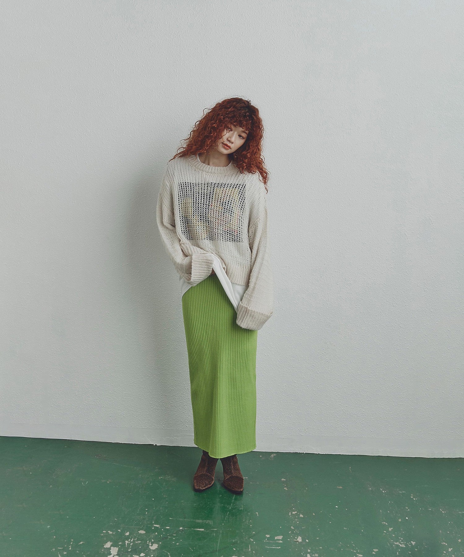 リブニットスカート