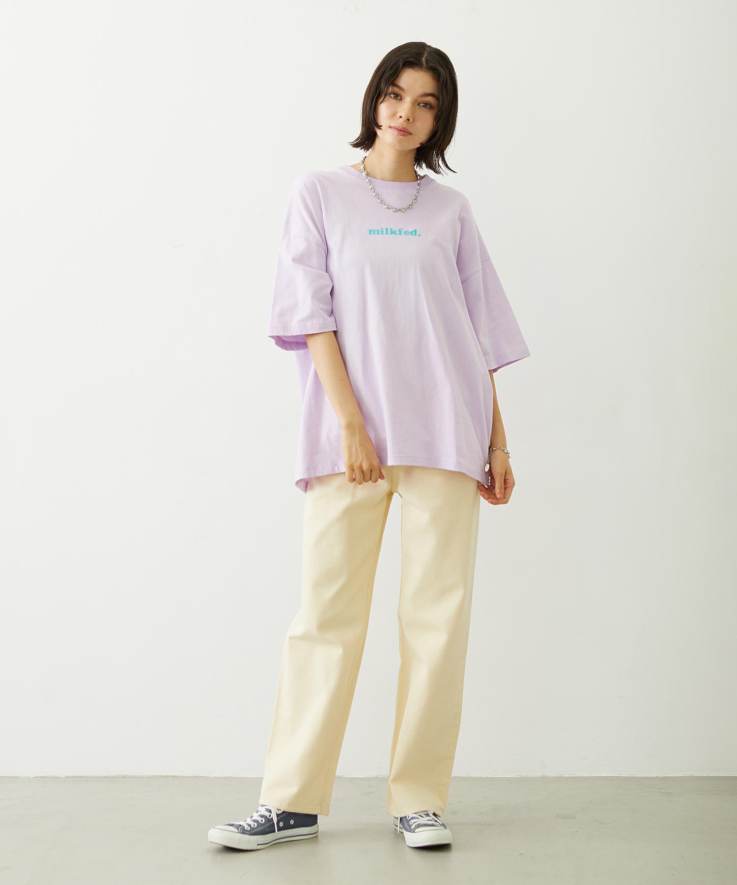 MILKFED. EMBROIDERED DENIM PANTS