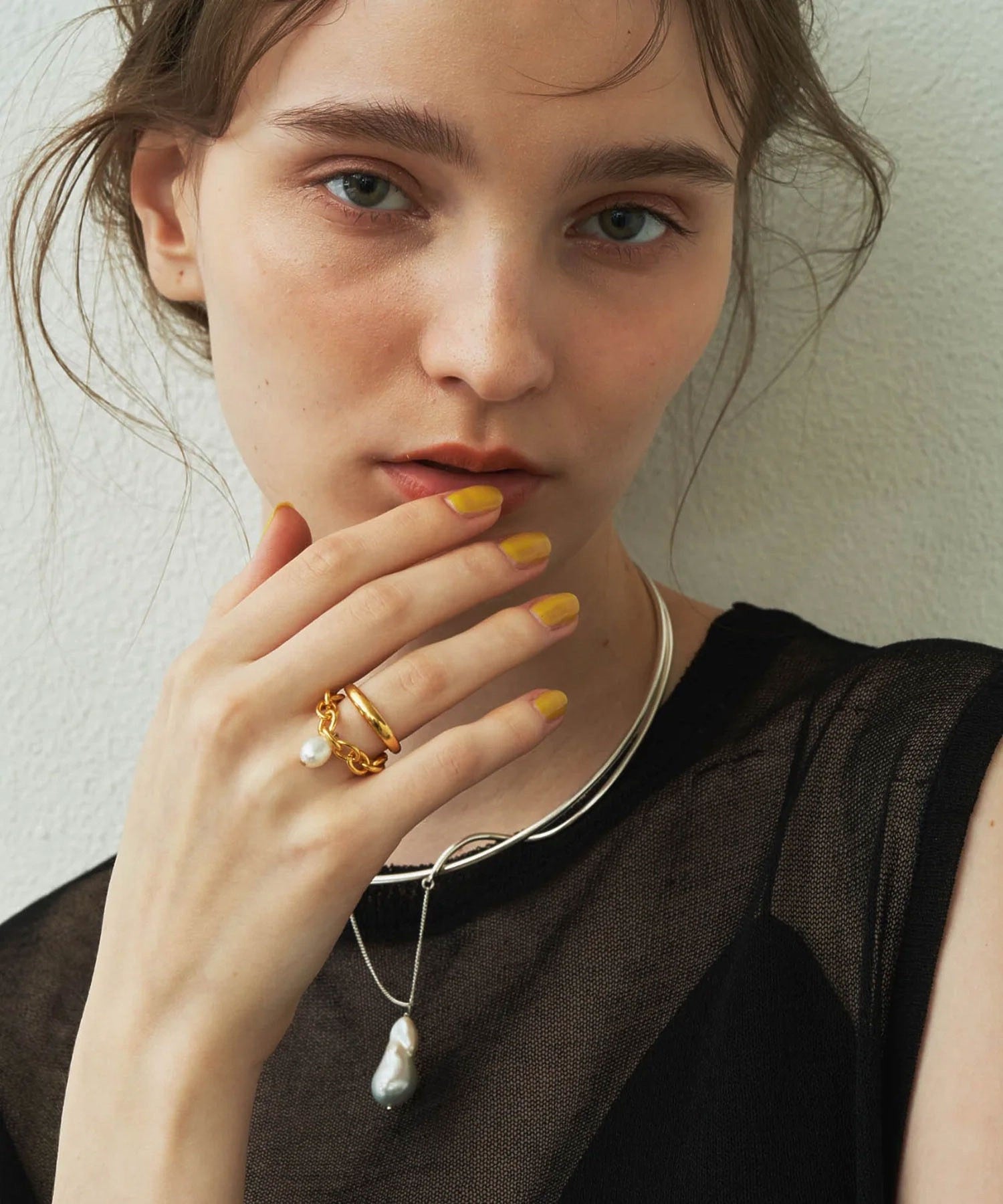 loni/IVY PEARL CHAIN RING