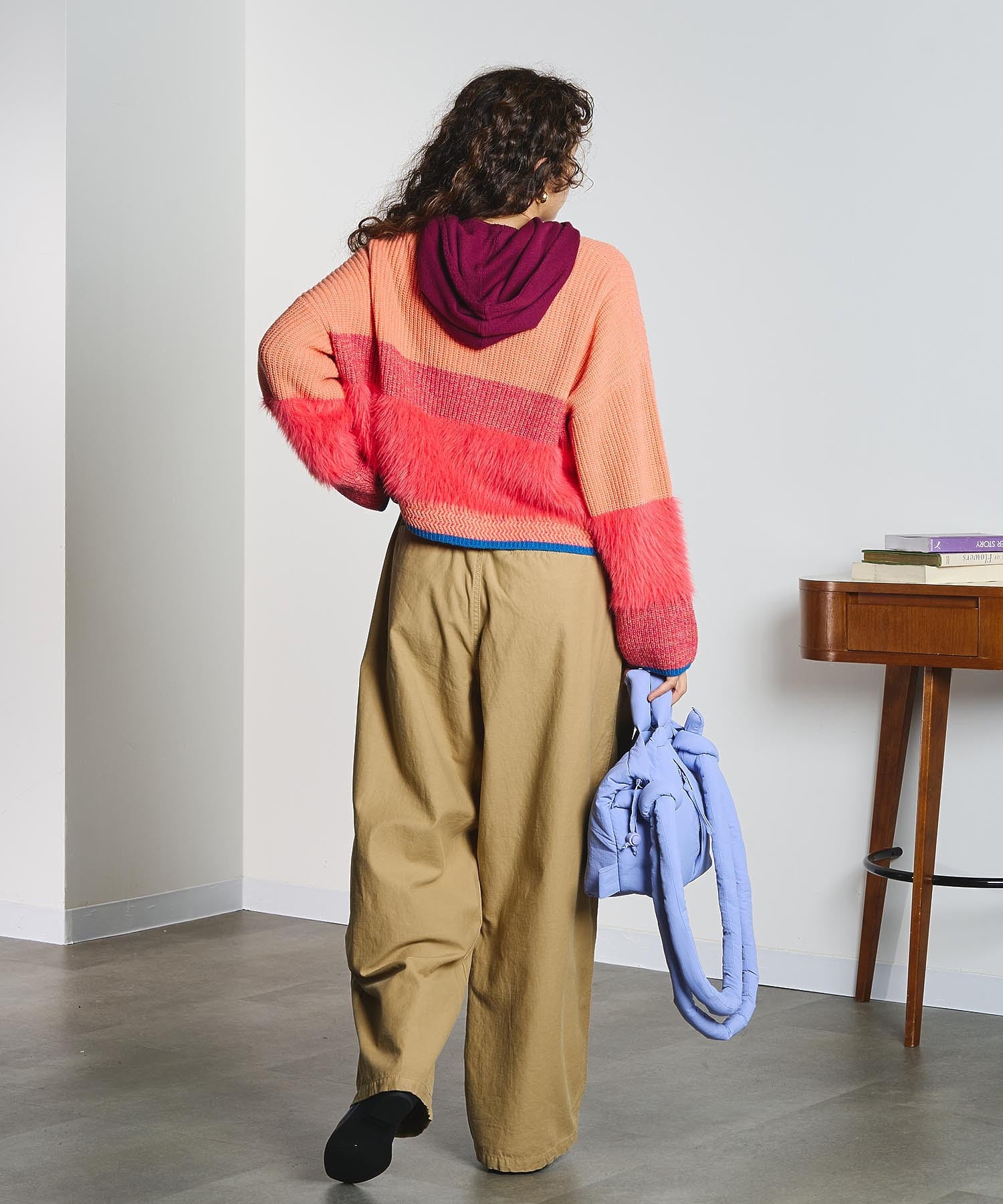 DENIM/BACK SATIN PANTS