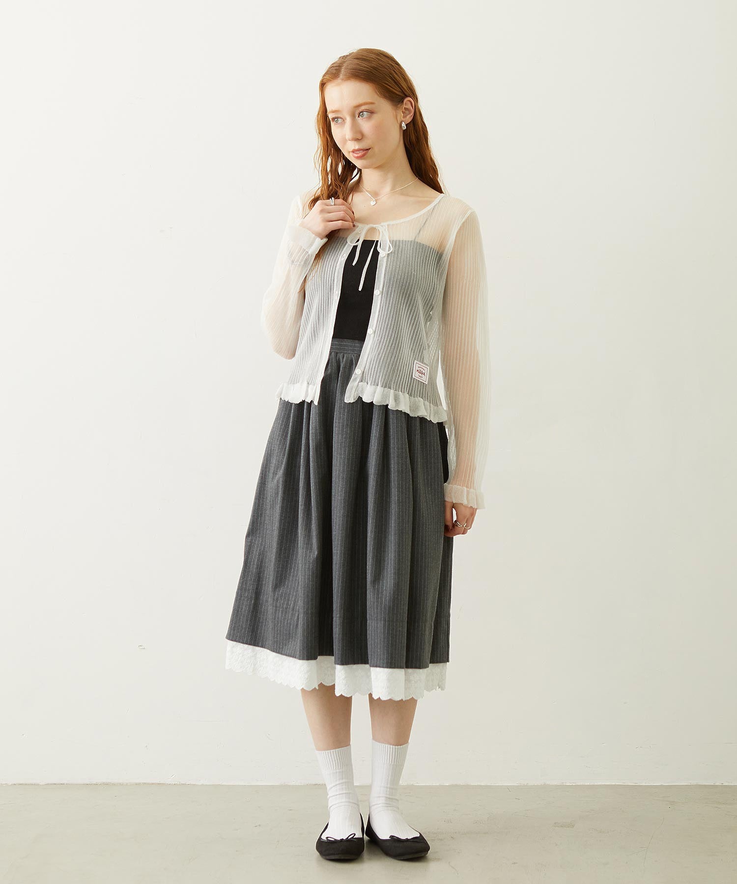 LACE HEM STRIPED SKIRT