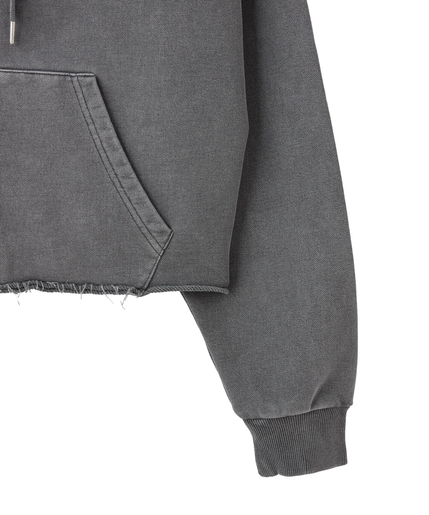 HEART MOTIF FADED CROPPED ZIP UP HOODIE