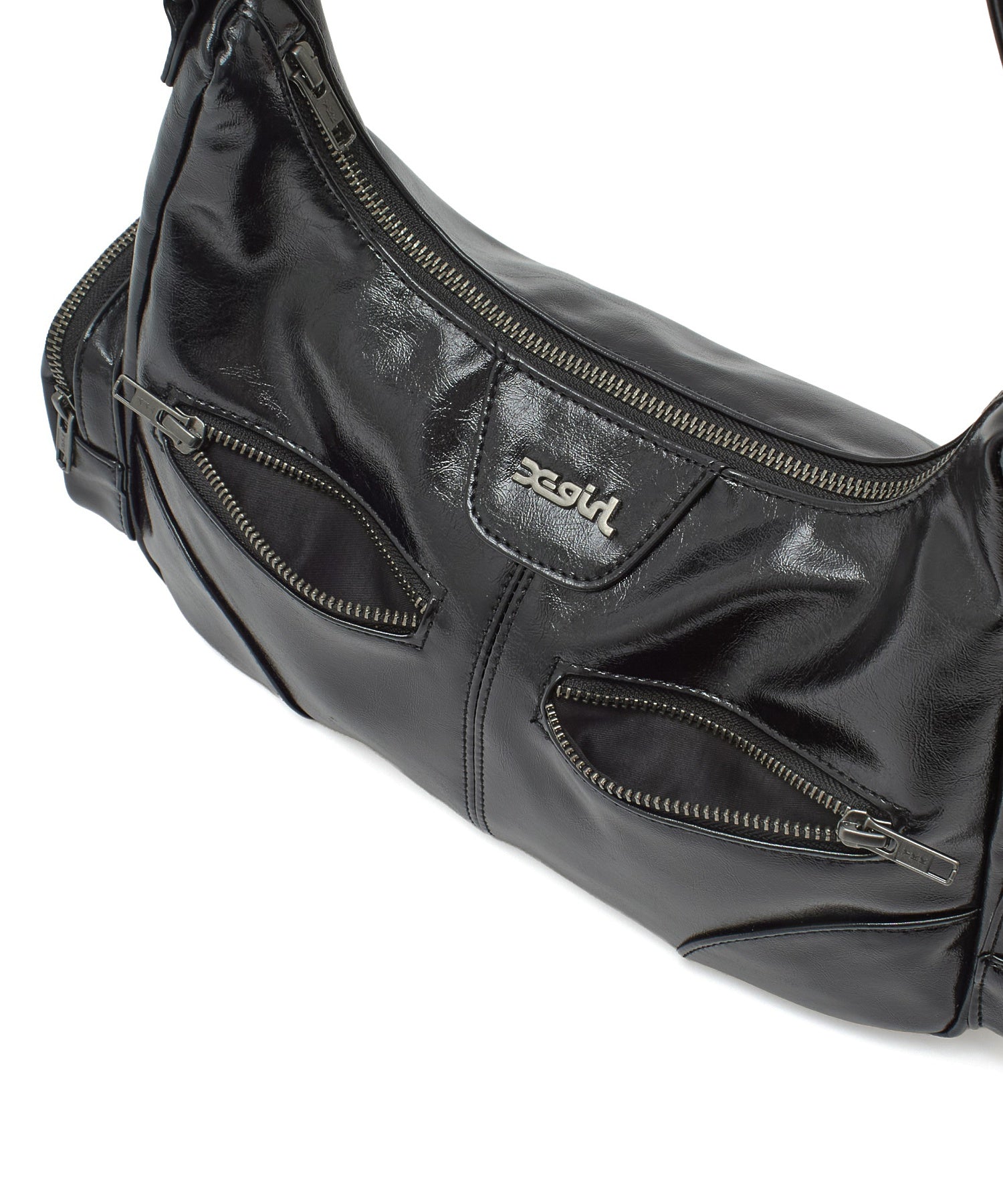 DOUBLE ZIP FAUX LEATHER BAG