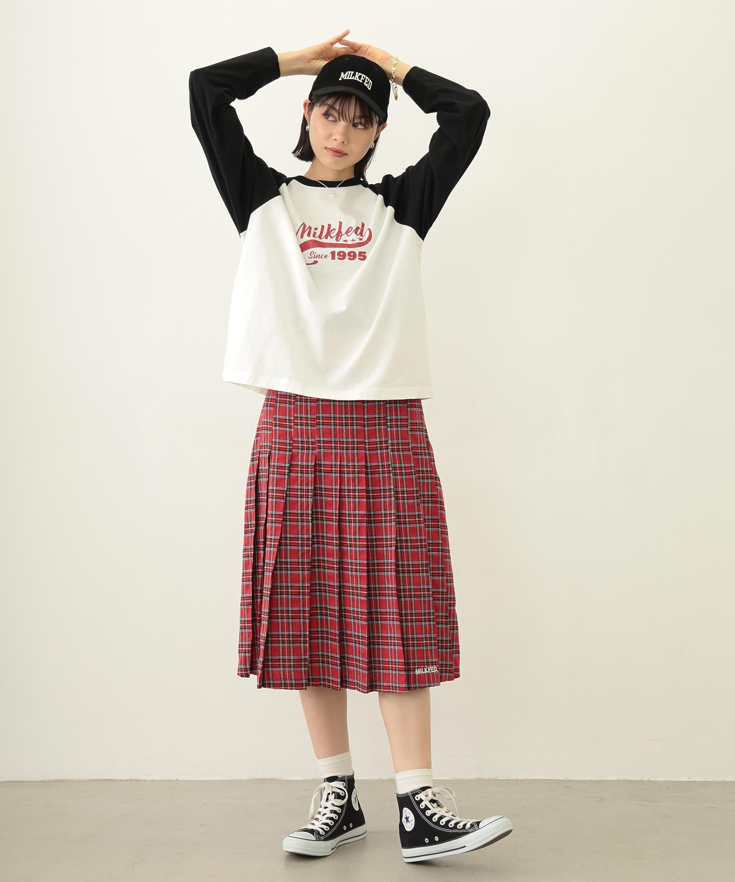 PLEATED PLAID SKIRT