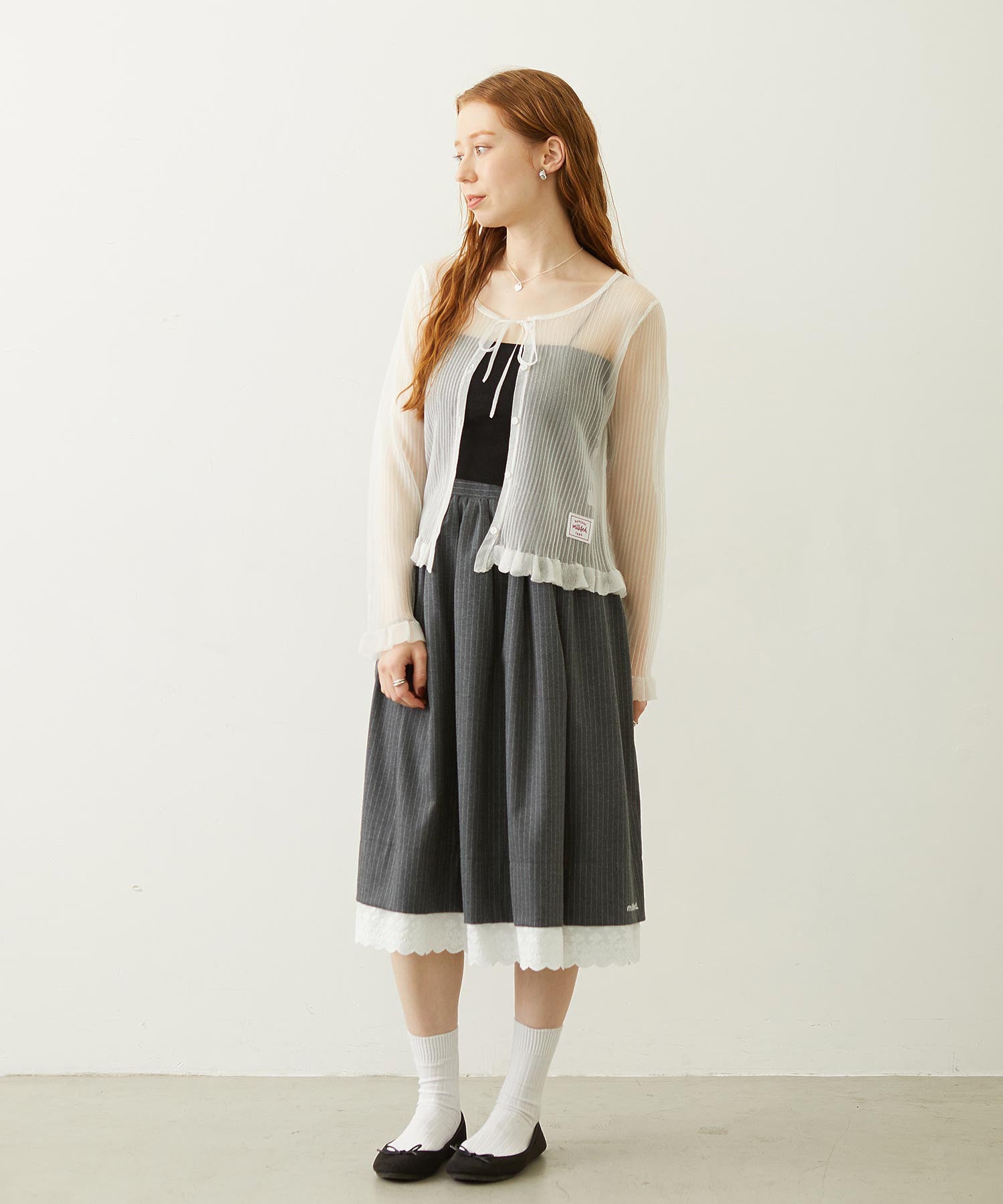 LACE HEM STRIPED SKIRT