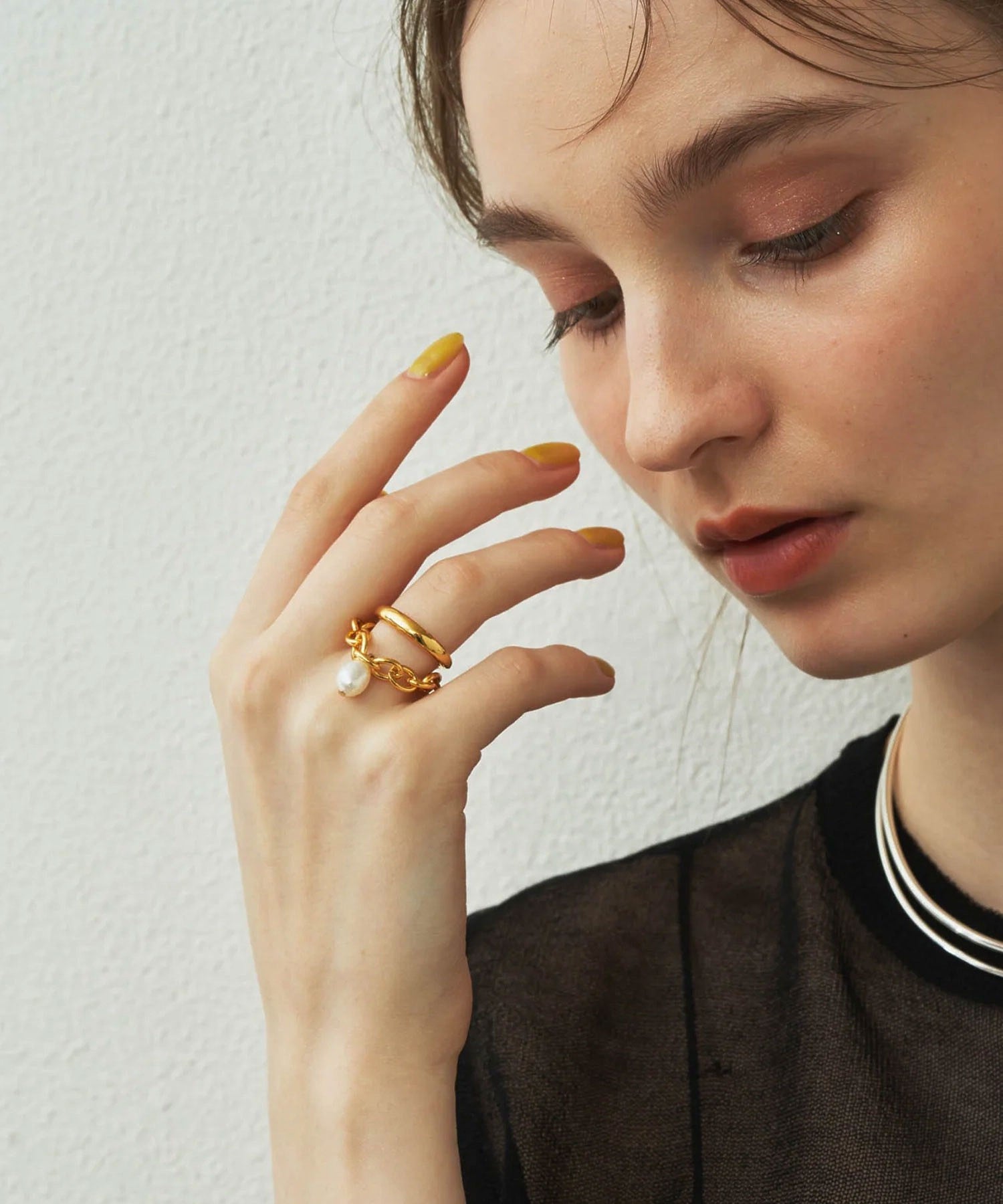 loni/IVY PEARL CHAIN RING