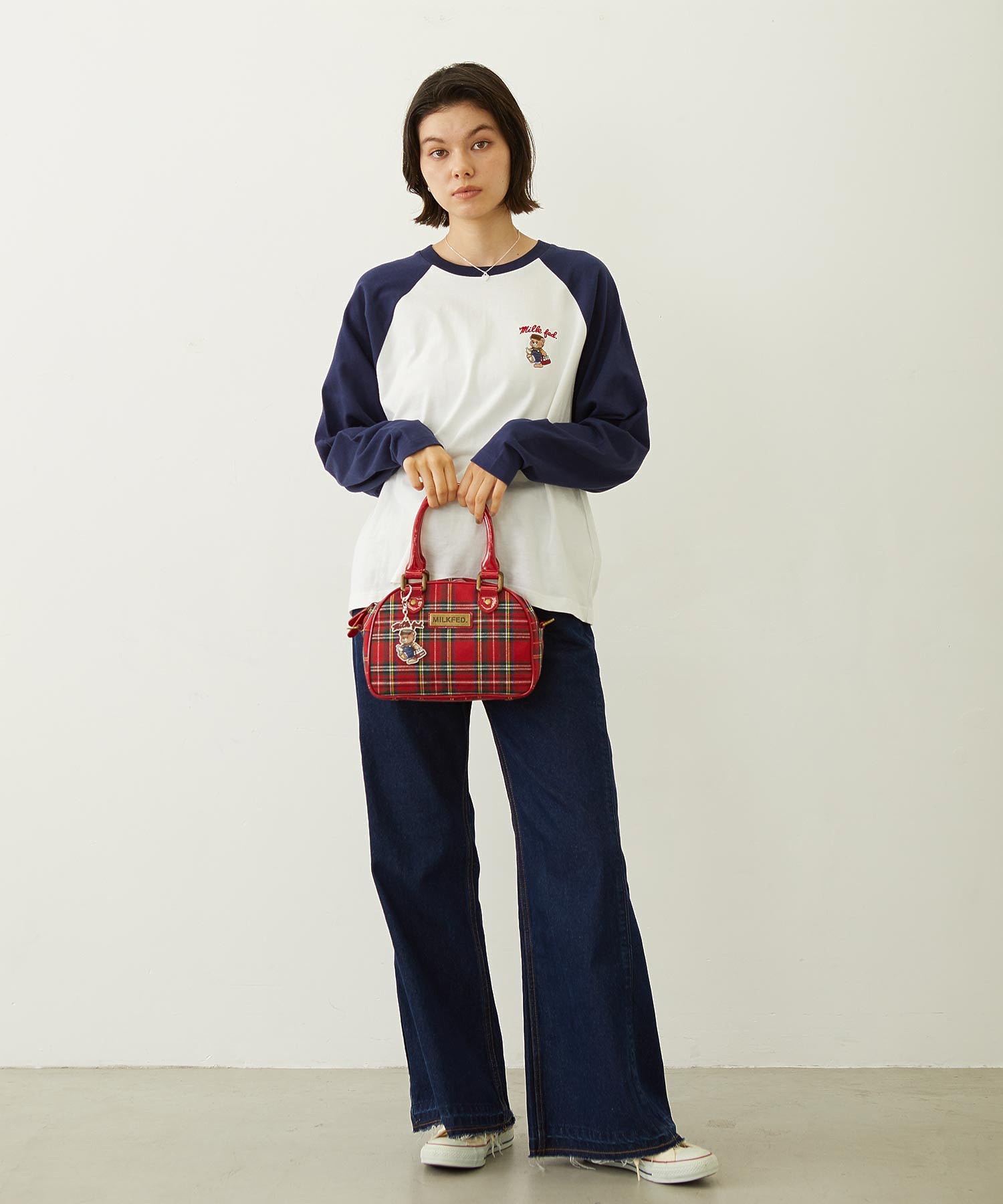 PLAID PATTERN BOSTON BAG