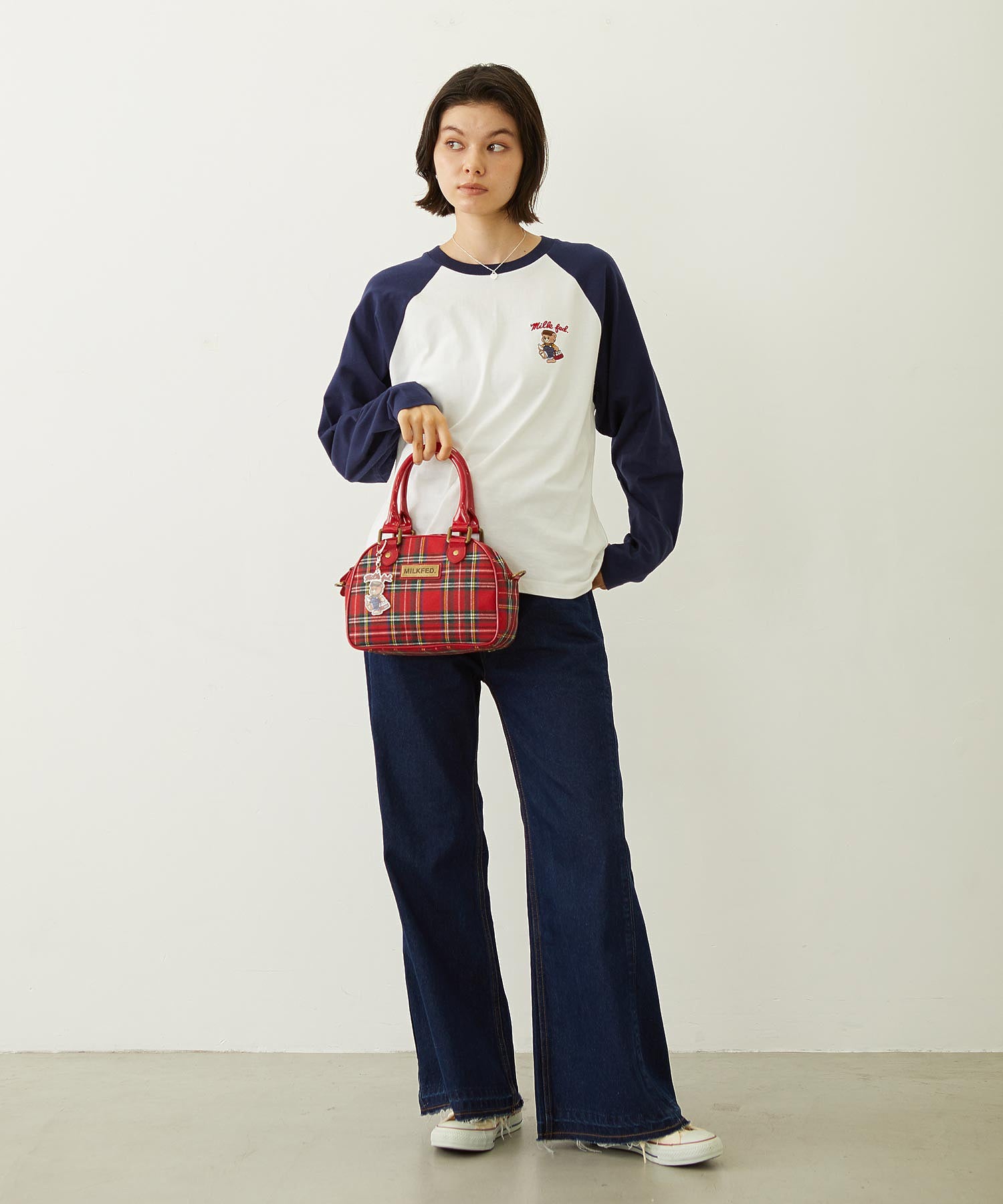 PLAID PATTERN BOSTON BAG