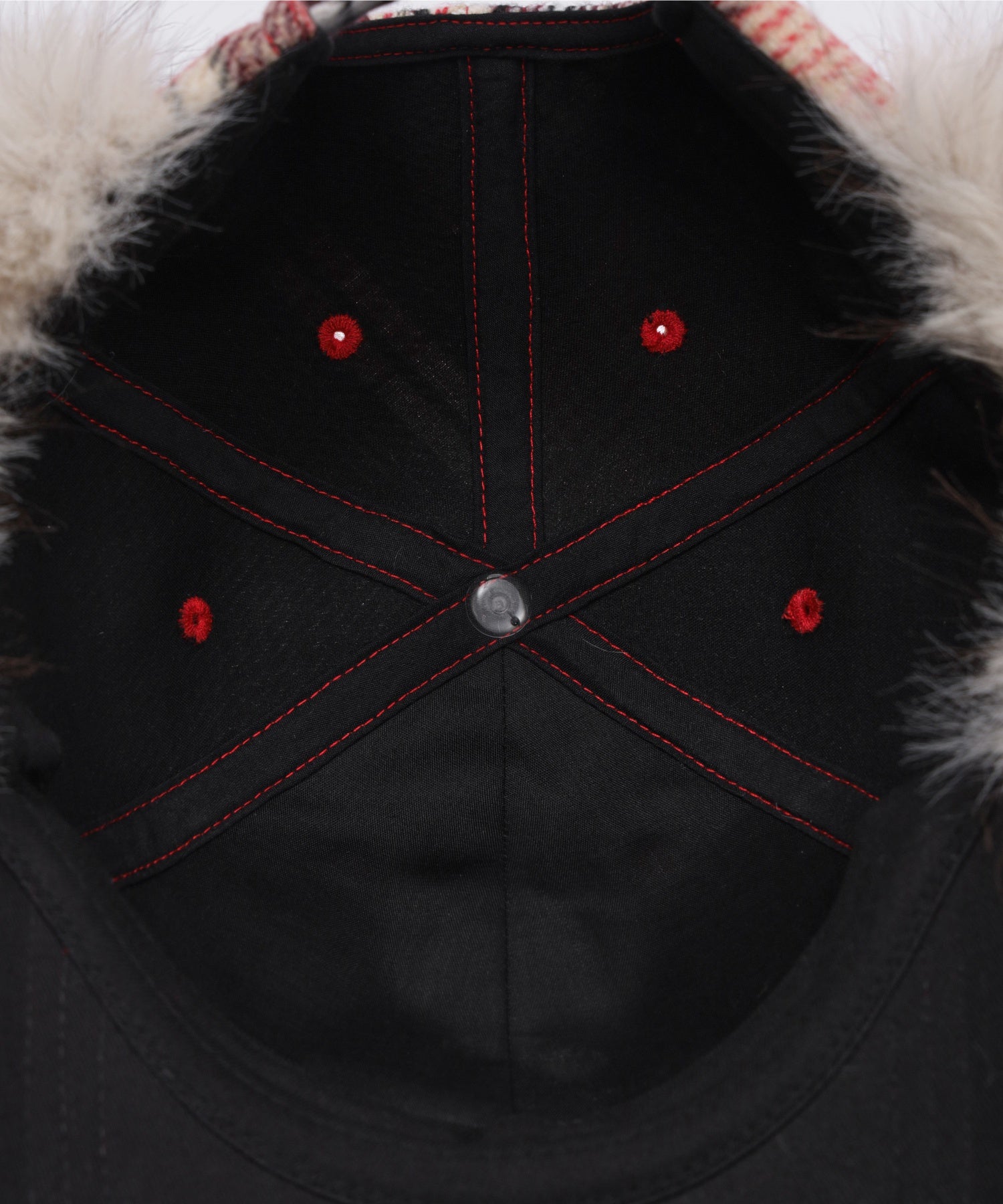 PLAID PATTERN FUR EAR FLAP