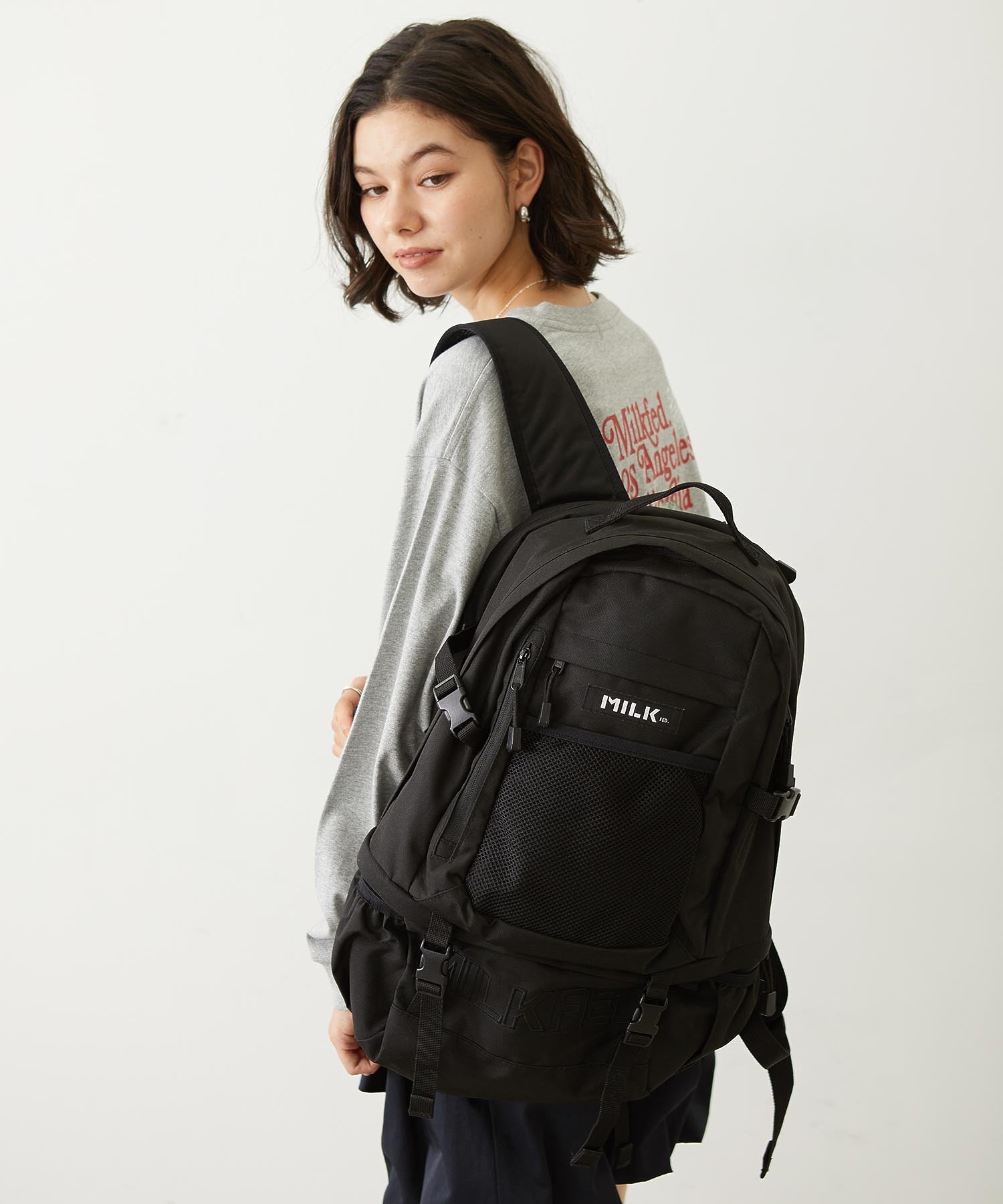 【定番】NEO EMBROIDERY BIG BACKPACK BAR MILKFED.
