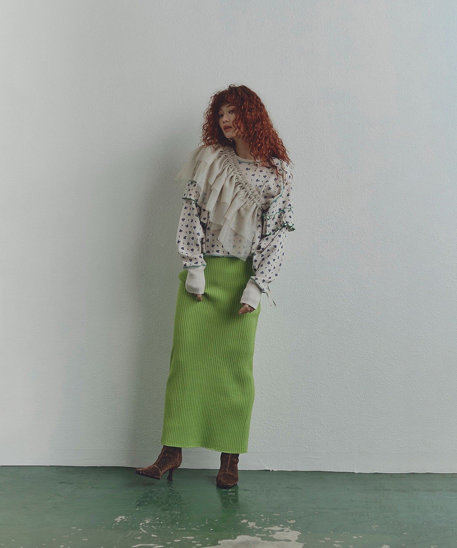 リブニットスカート