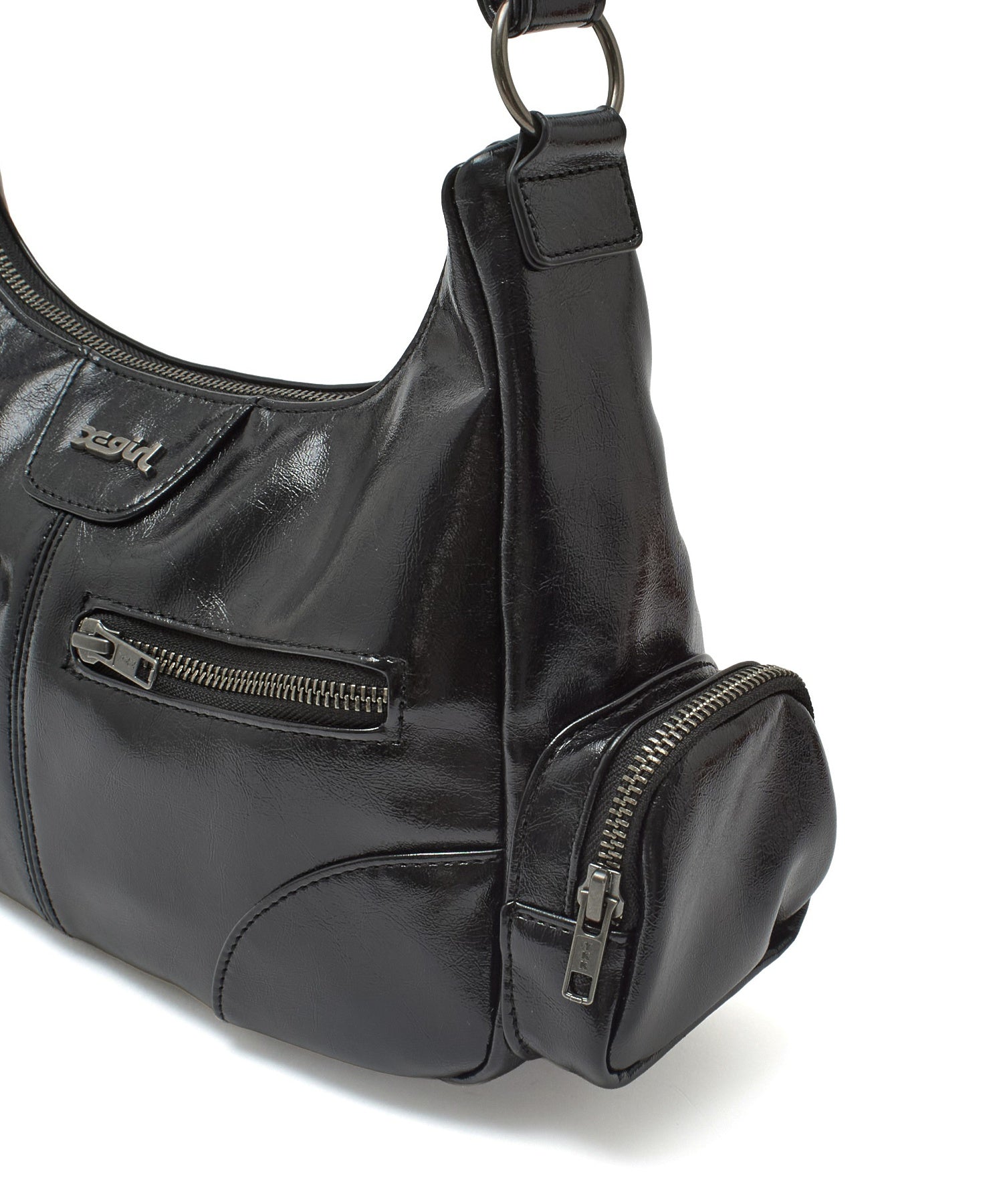 DOUBLE ZIP FAUX LEATHER BAG