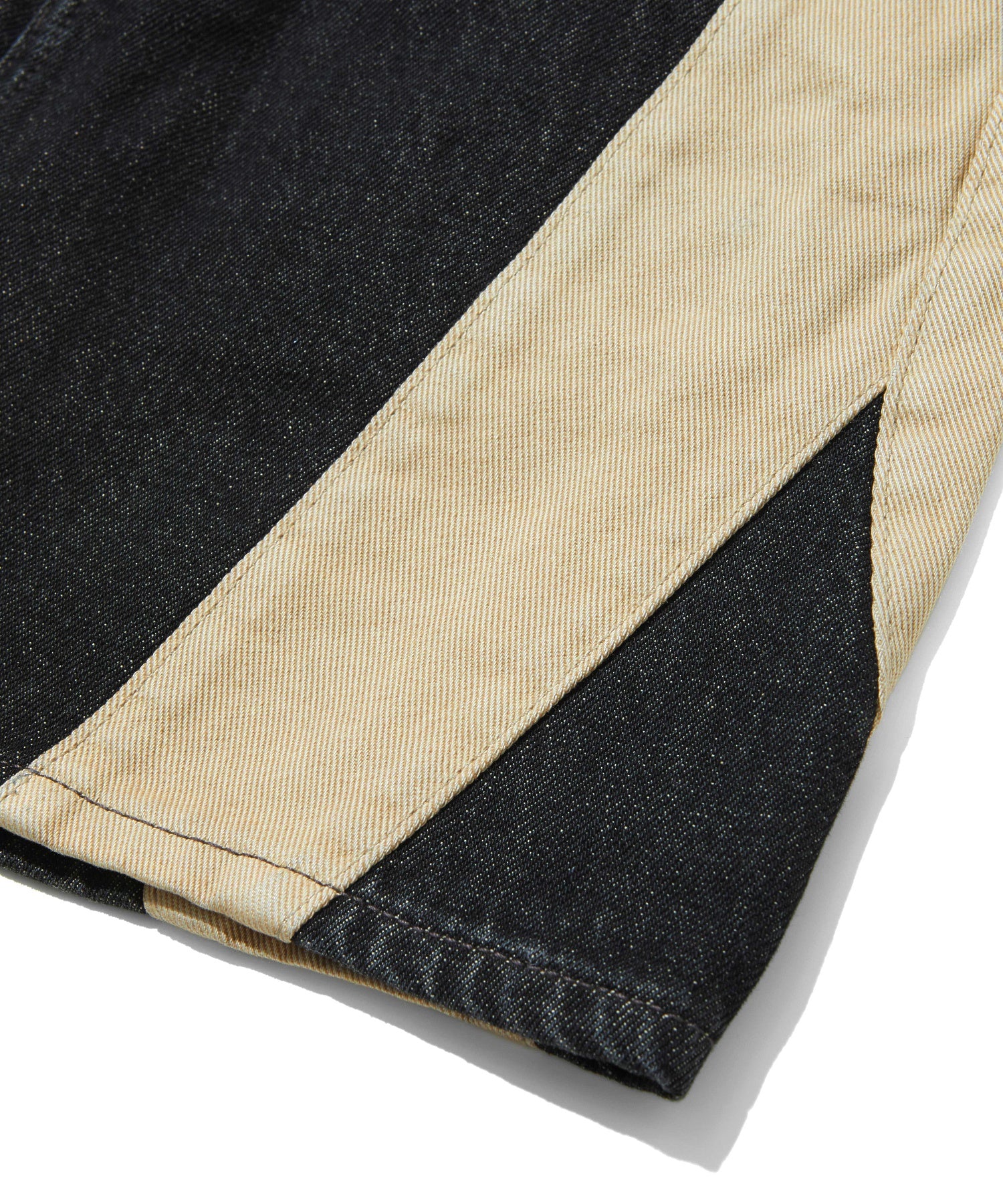 CONTRAST PANELED DENIM MINI SKIRT