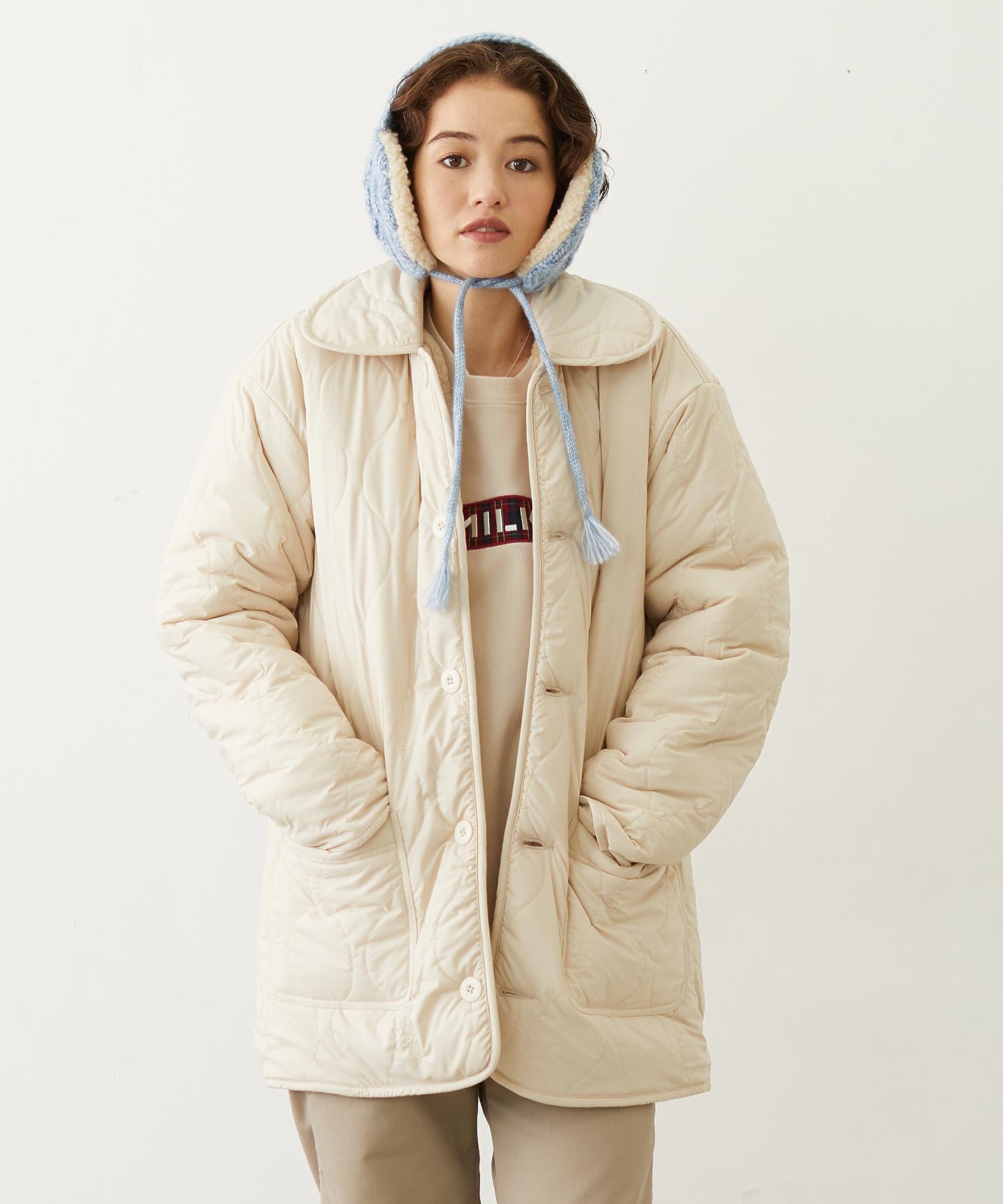 REVERSIBLE QUILTED LOGO LONG COAT