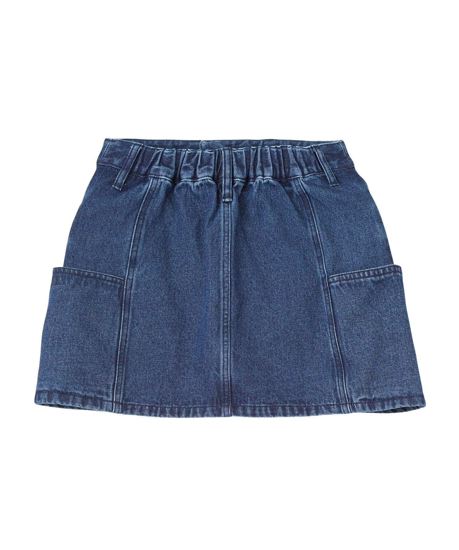 PANELED POCKET DENIM MINI SKIRT