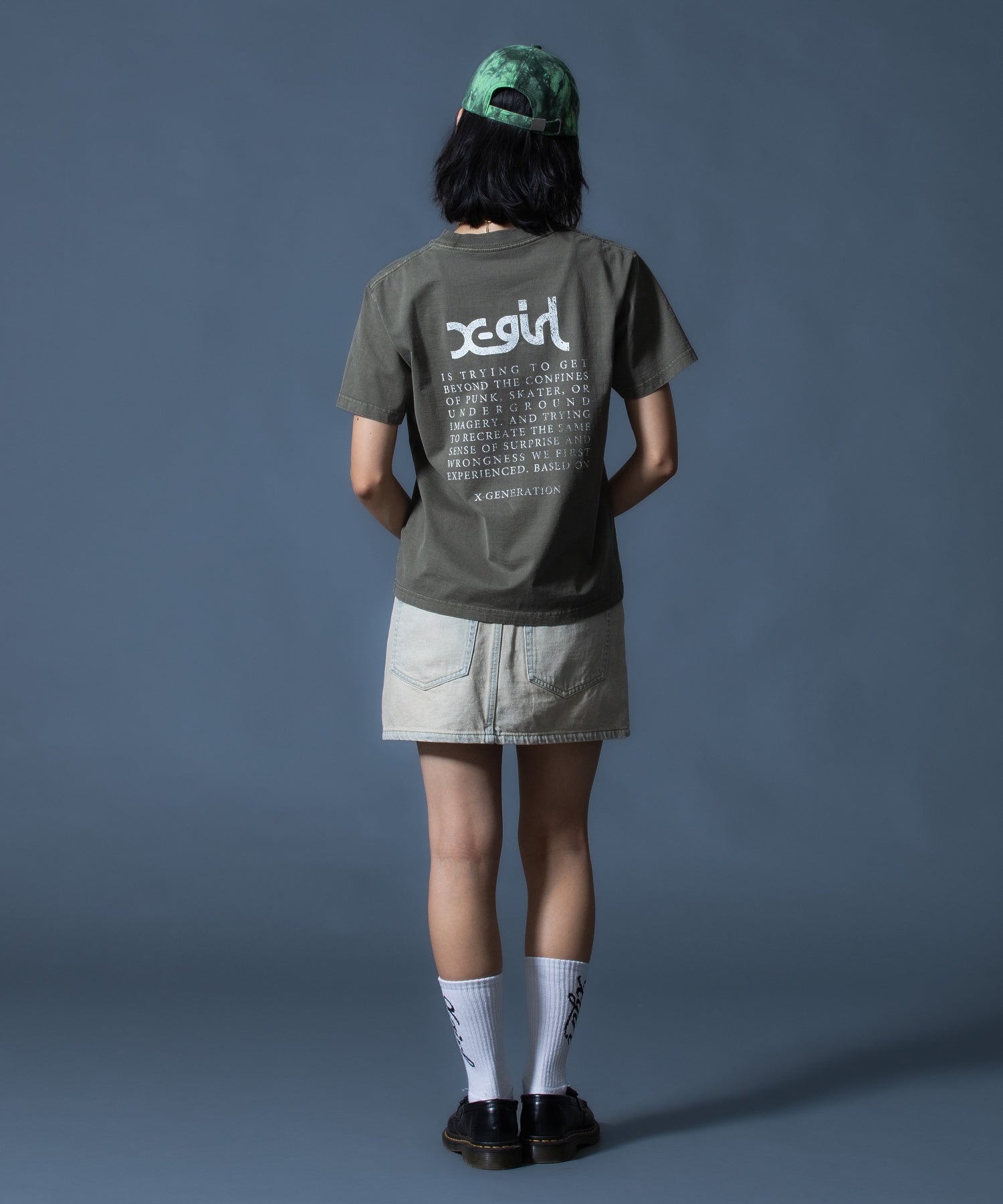 CURSIVE LOGO DENIM MINI SKIRT