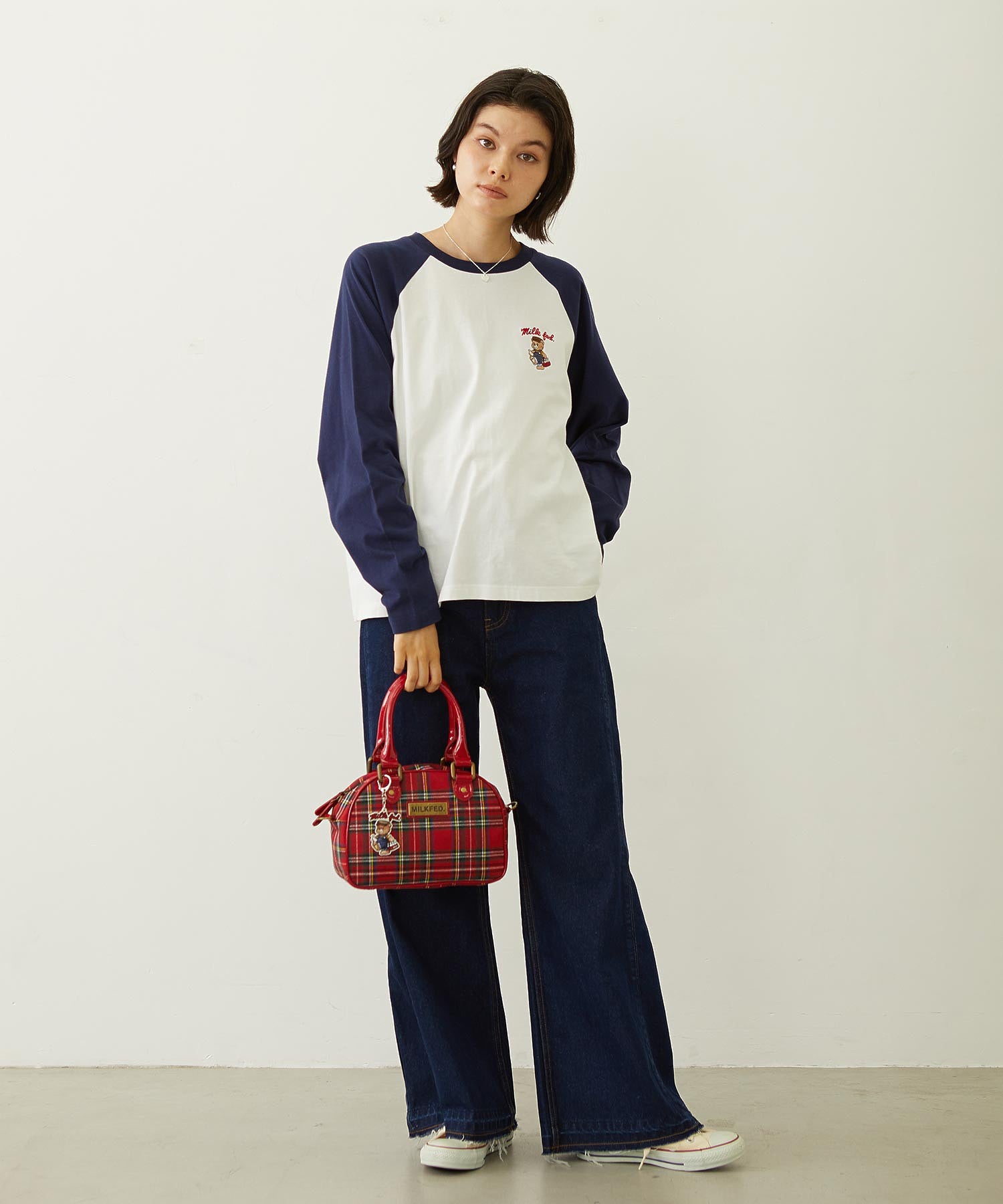 PLAID PATTERN BOSTON BAG