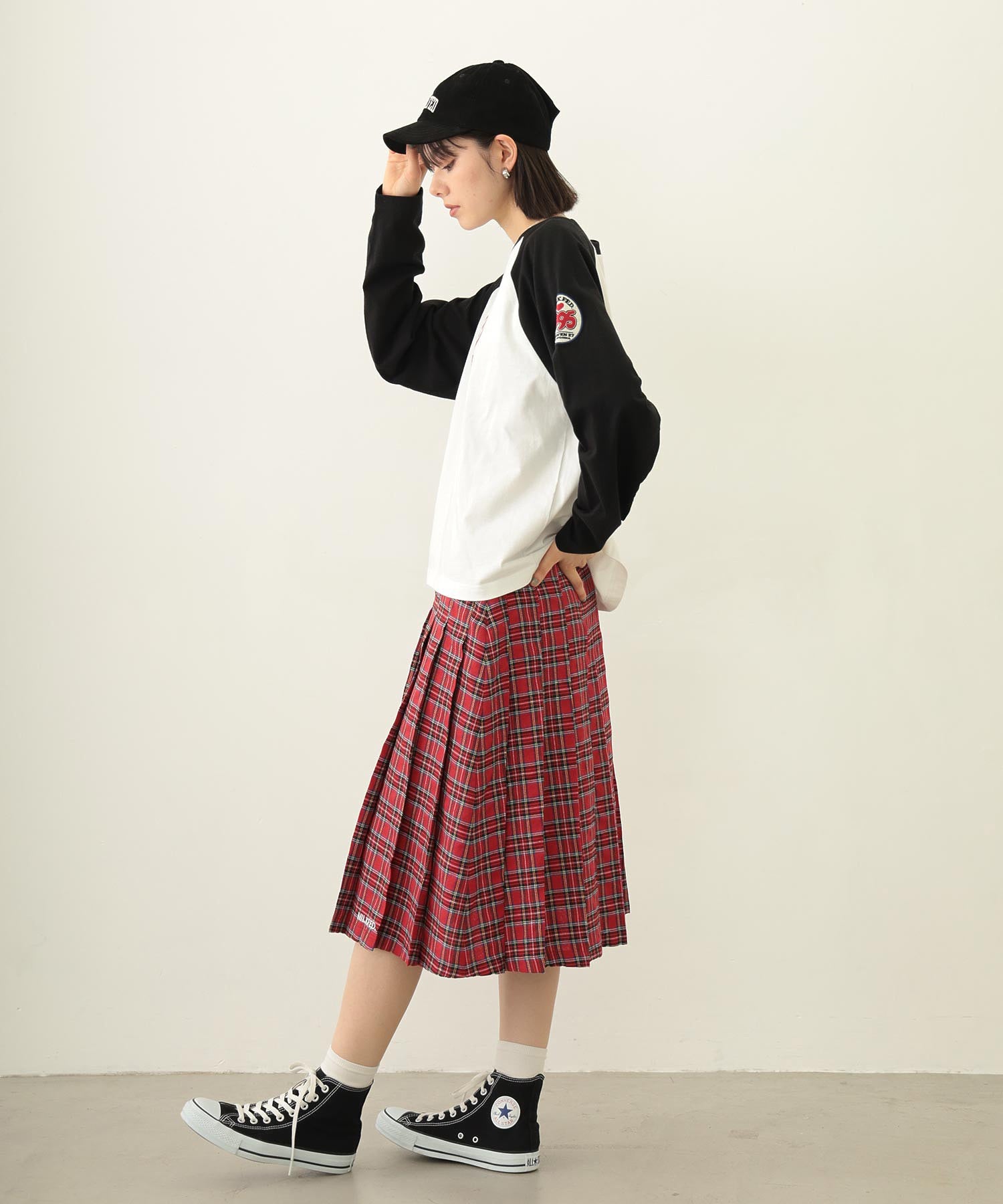 PLEATED PLAID SKIRT