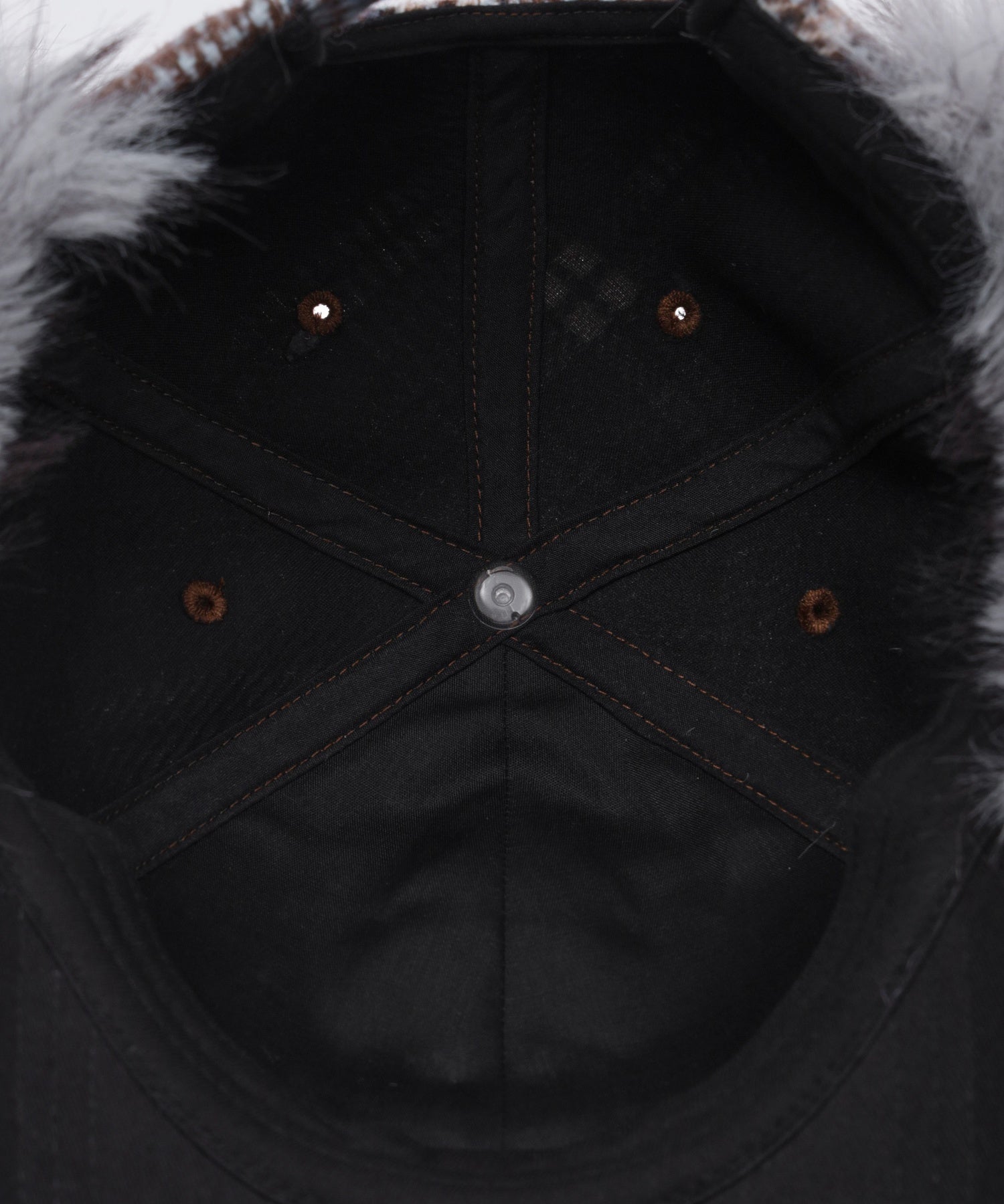 PLAID PATTERN FUR EAR FLAP