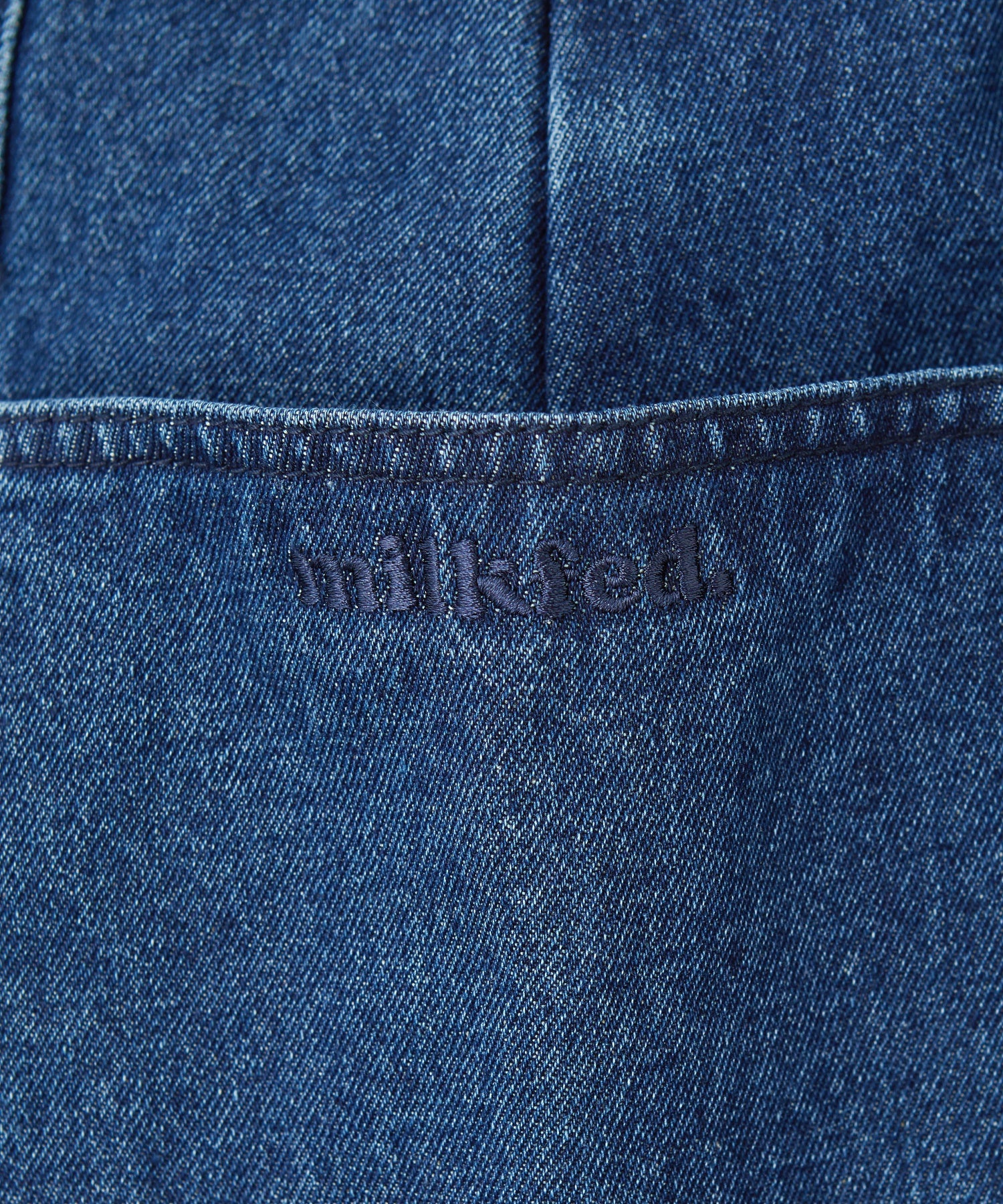 PANELED POCKET DENIM MINI SKIRT