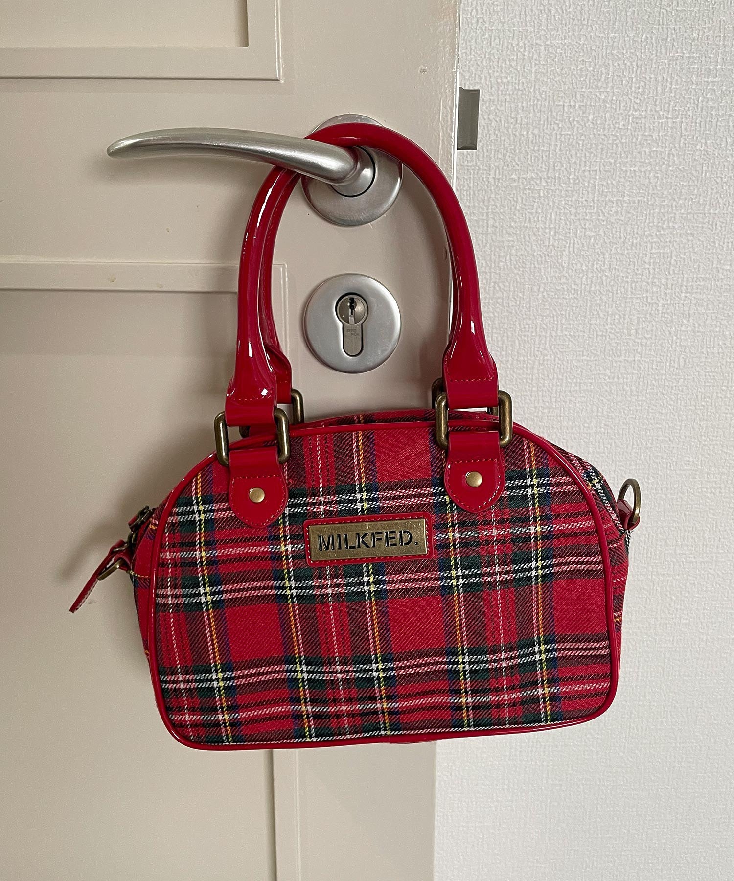 PLAID PATTERN BOSTON BAG
